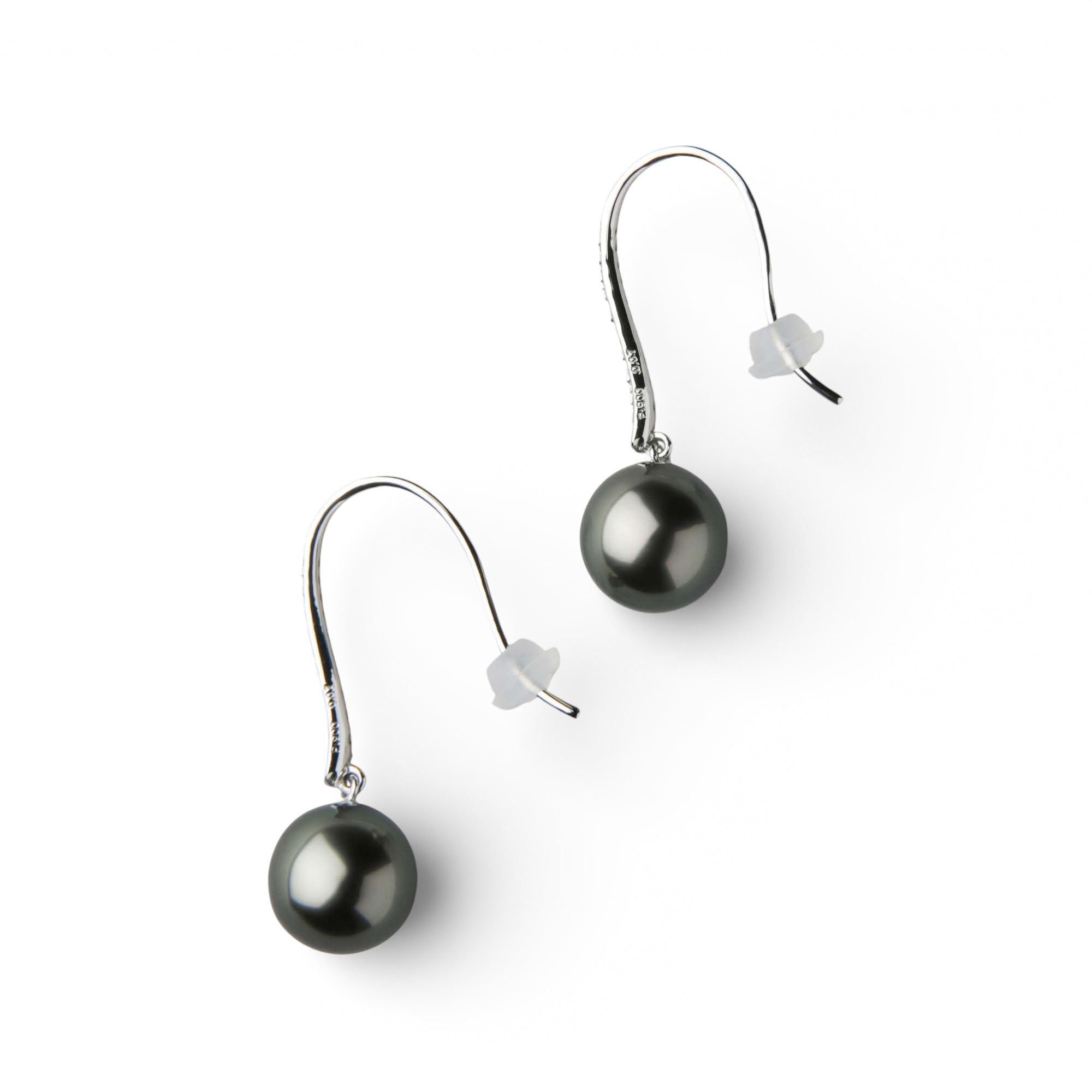LUXE Tahitian Black Pearl Hook Earrings 9mmUP PT900/K18YG