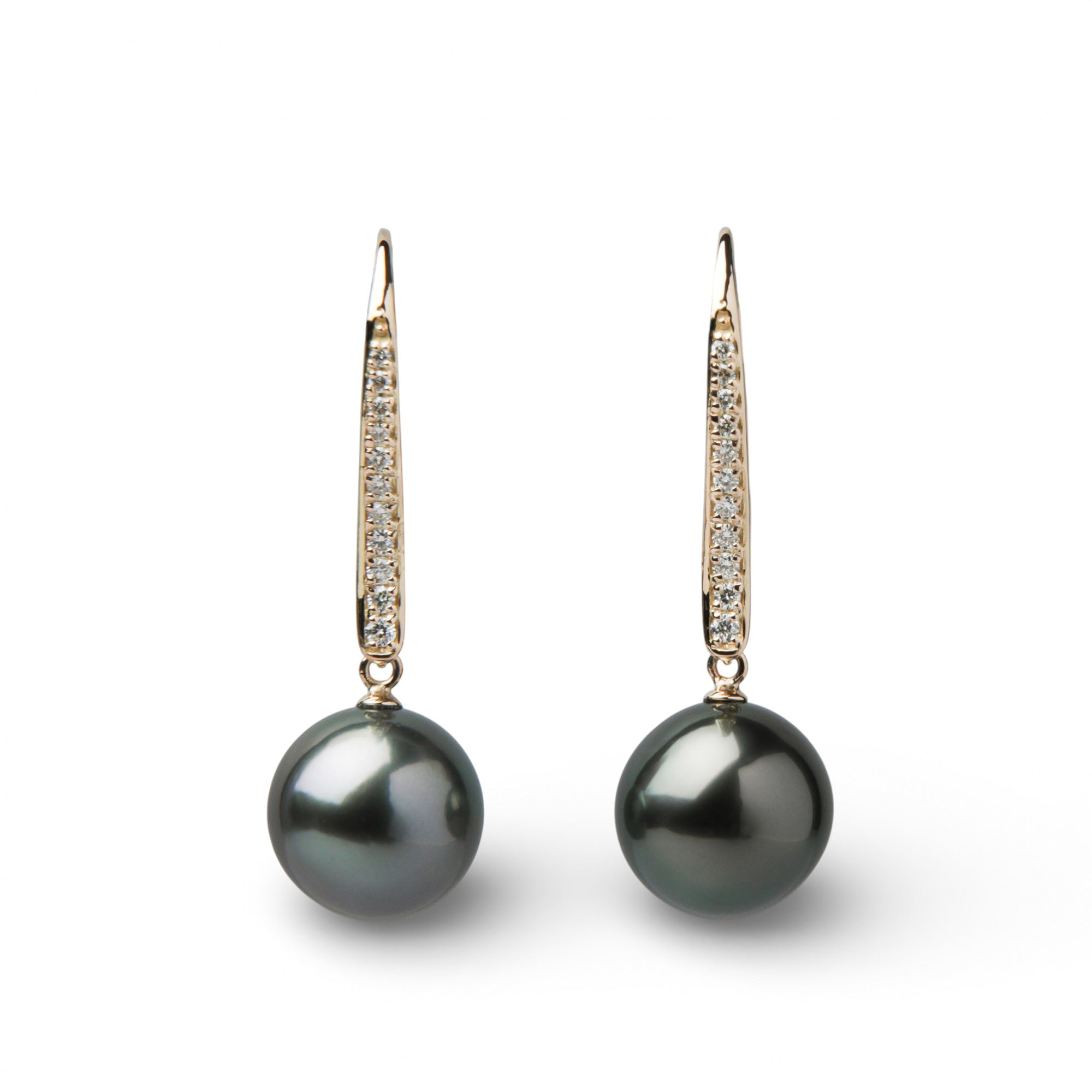 LUXE Tahitian Black Pearl Hook Earrings 9mmUP PT900/K18YG