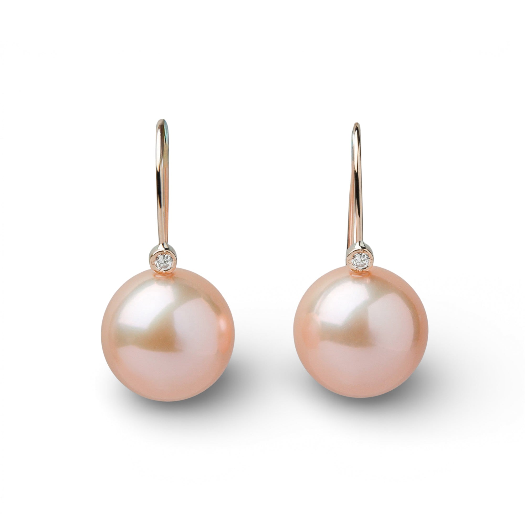 Mauvette Freshwater Nucleated Pearl Hook Earrings 11mmUP K18YG Orange