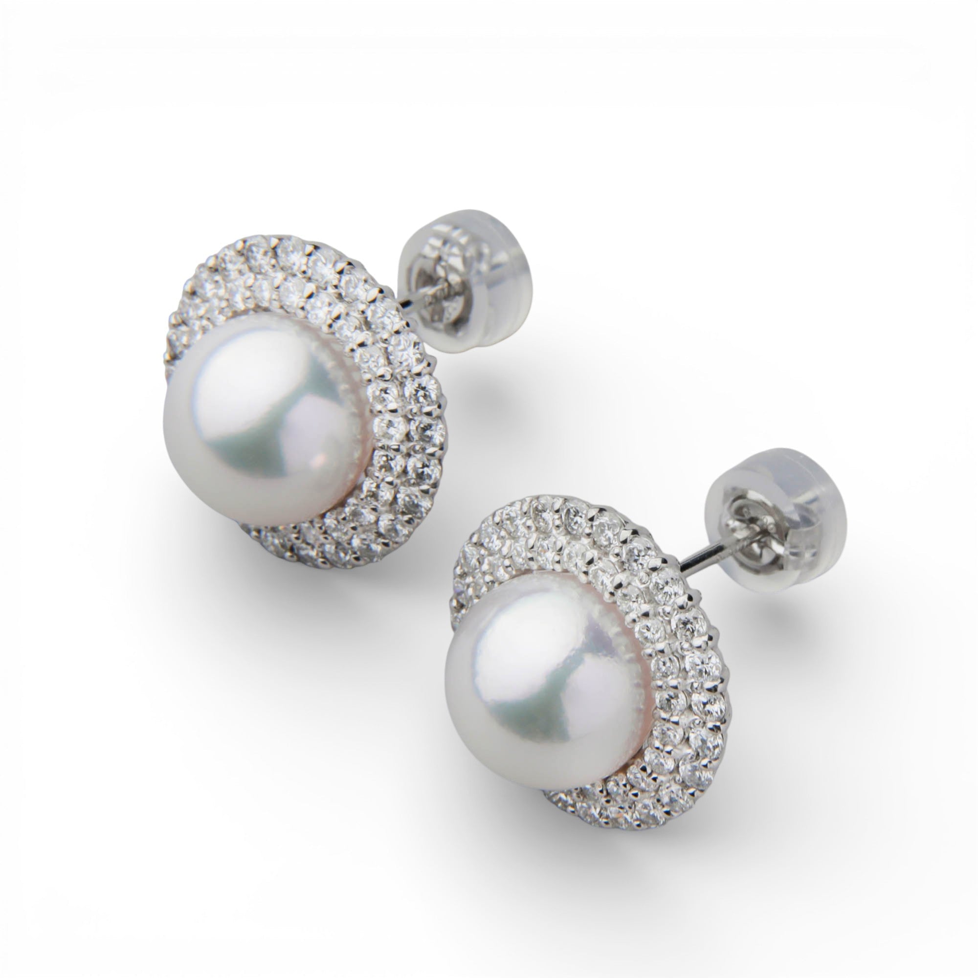 Aurora Tennyo Diamond Halo Earrings 8.5-9.0mm