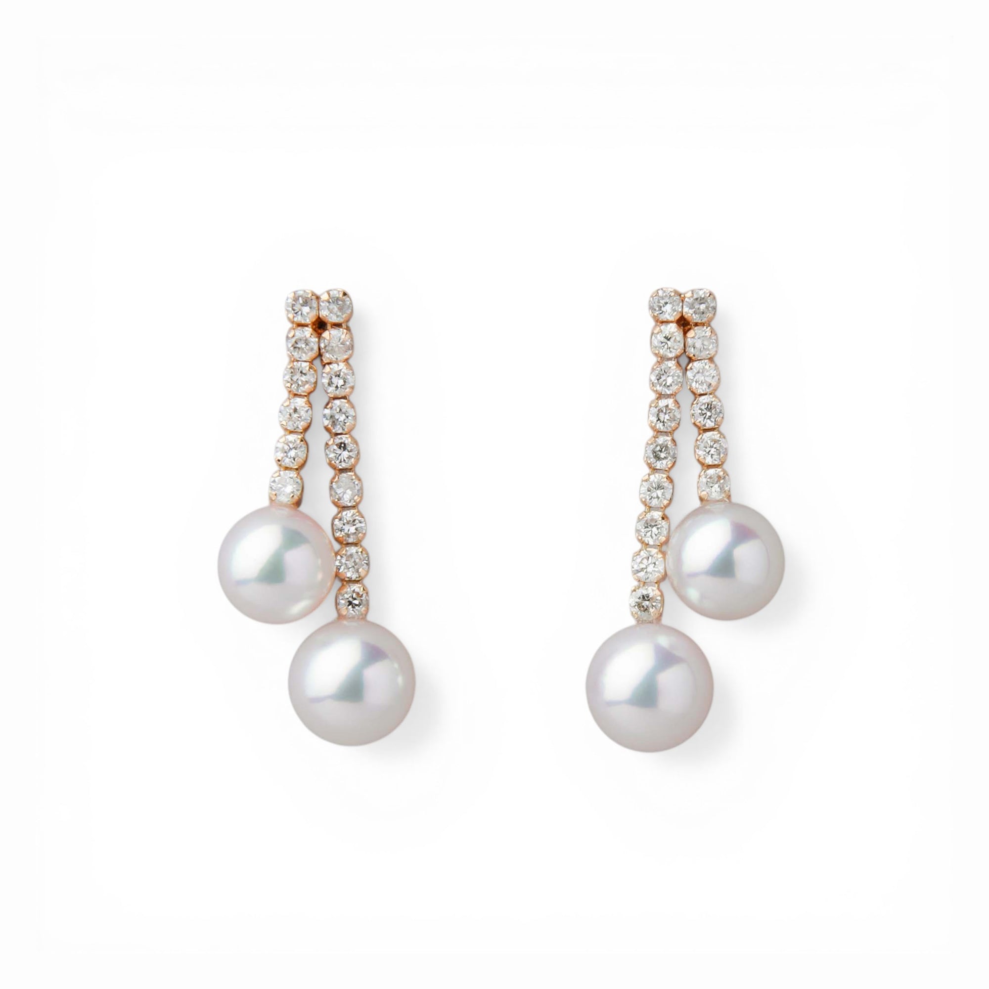 Akoya Pearl Diamond Earrings 5.5-6.5mm K18YG/PT900