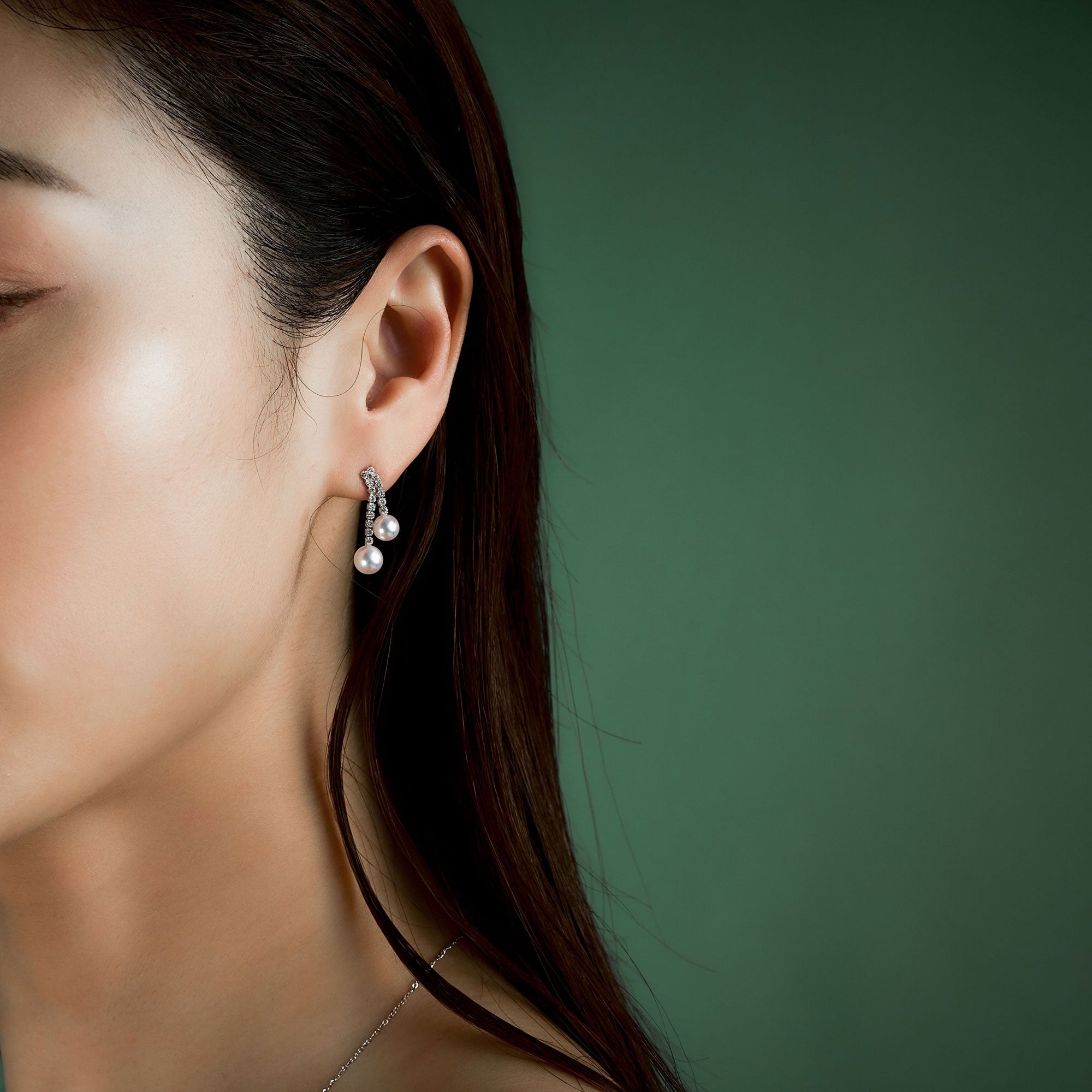 Akoya Pearl Diamond Earrings 5.5-6.5mm K18YG/PT900