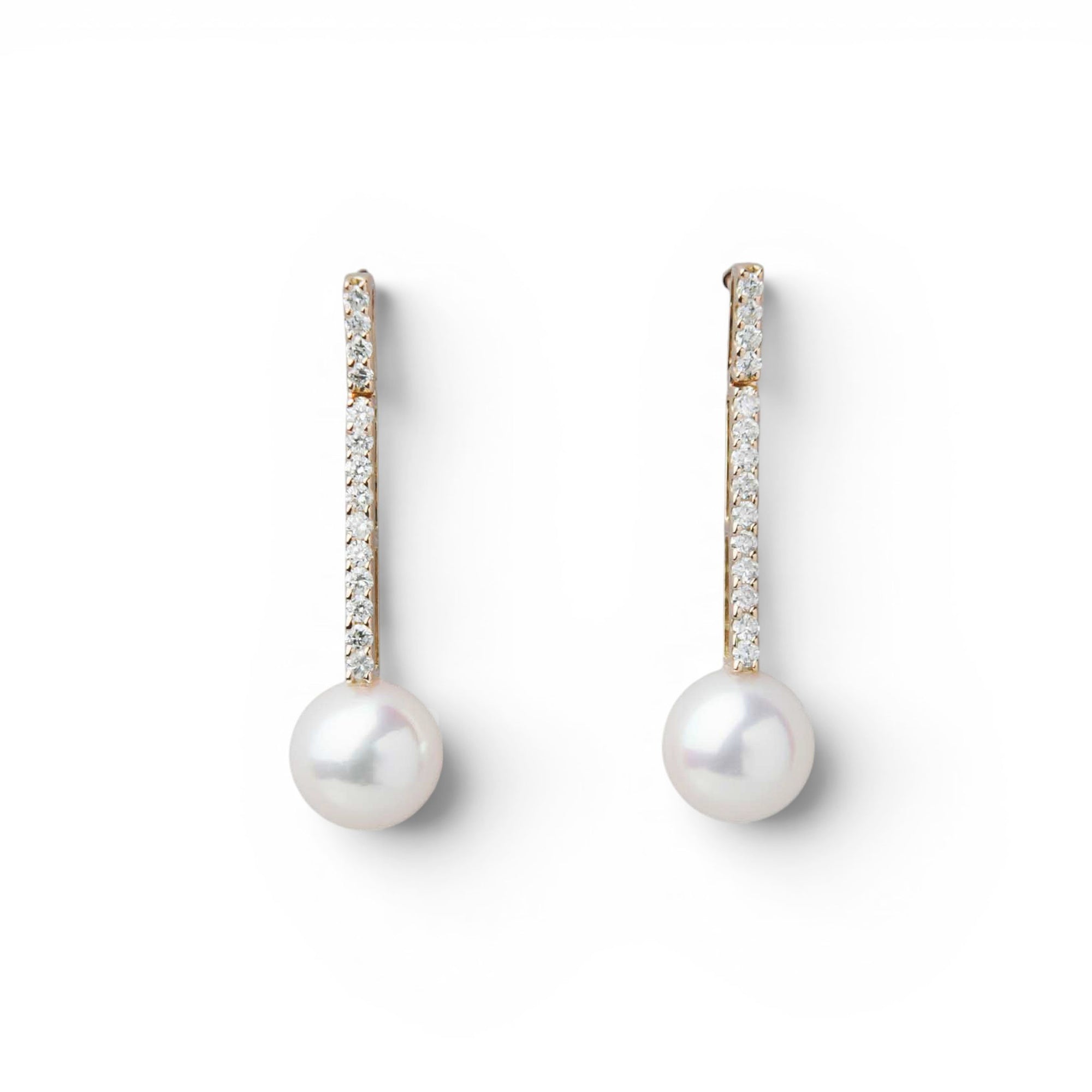 Akoya Pearl Line Earrings 7.0-7.5mm K18YG/PT900