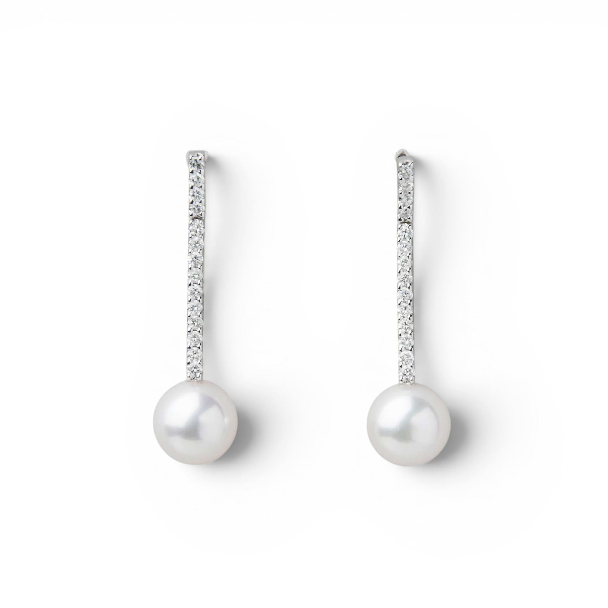 Akoya Pearl Line Earrings 7.0-7.5mm K18YG/PT900