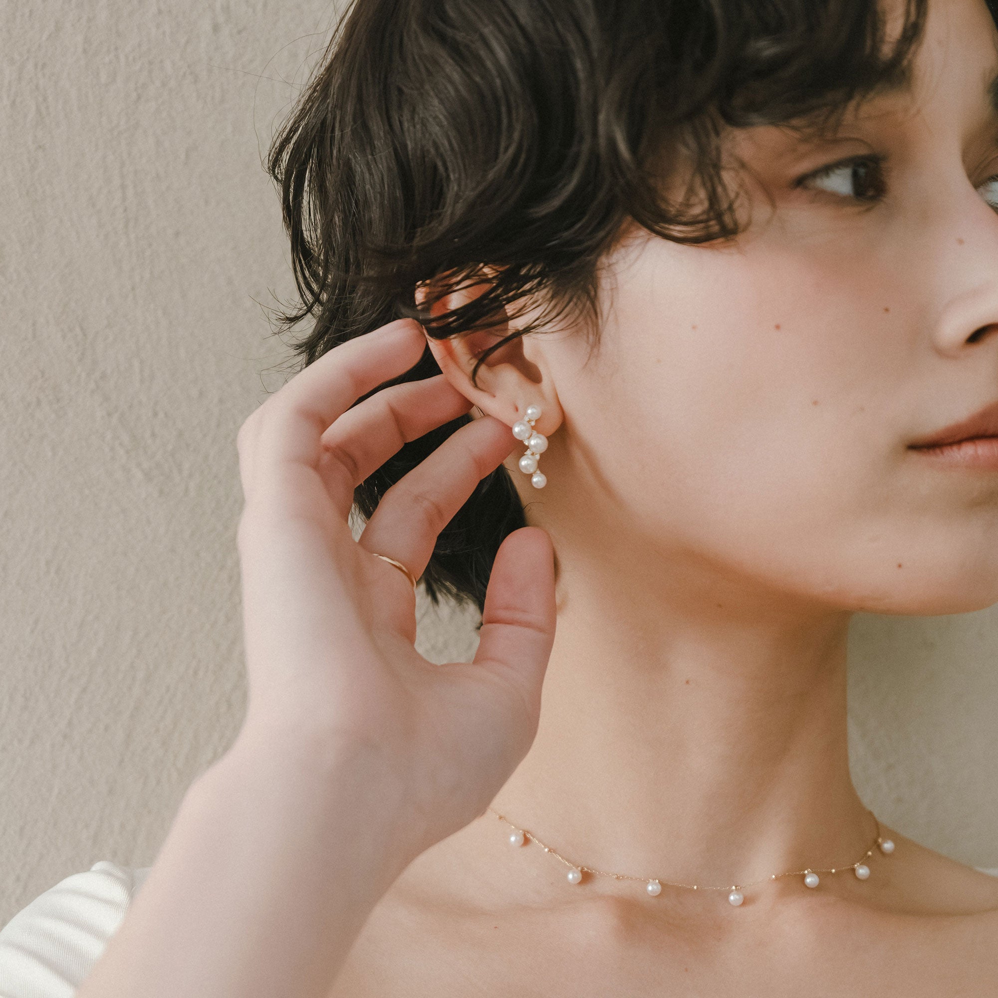 Petit Claire Akoya Pearl Earrings 3.5-5.0mm PT900/K18YG