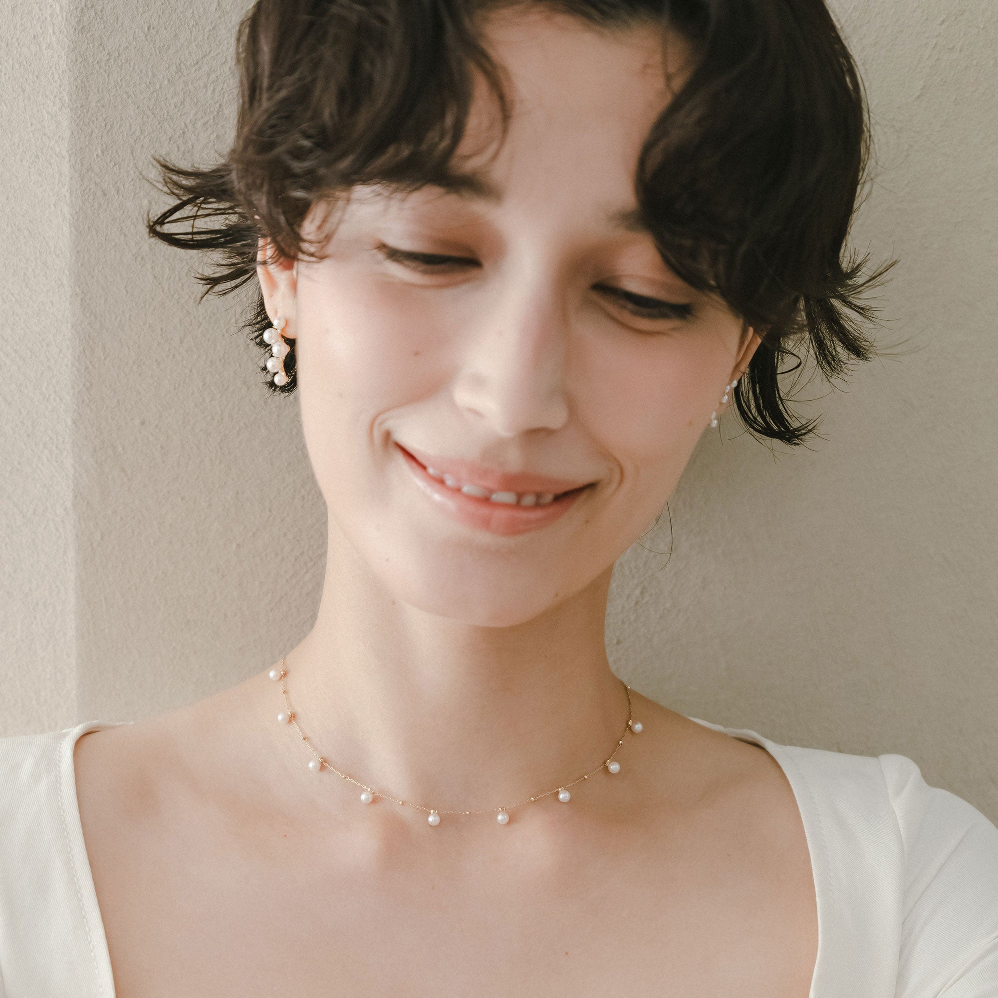 Petit Claire Akoya Pearl Earrings 3.5-5.0mm PT900/K18YG