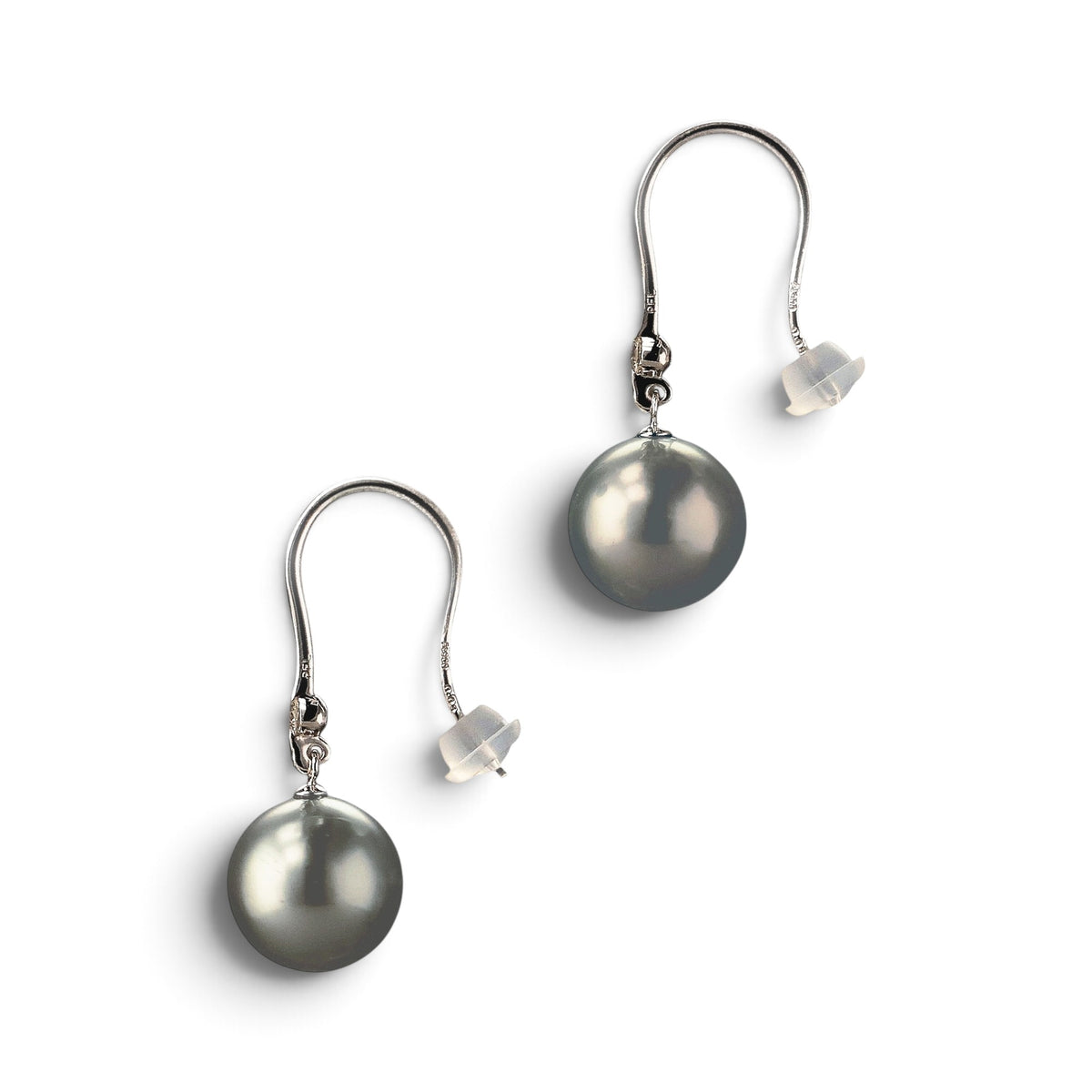 LUXE Tahitian Black Pearl Hook Earrings 9mmUP PT900