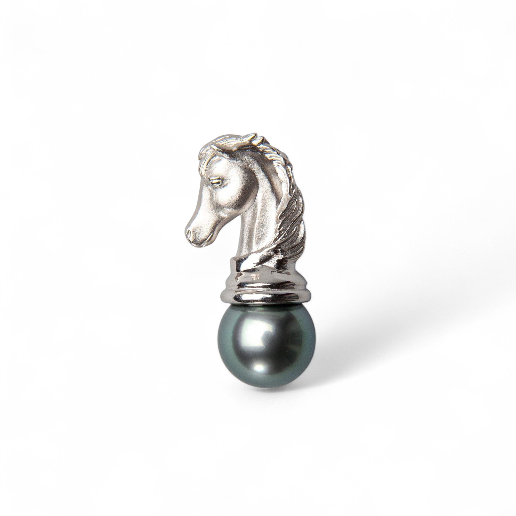 LUXE Tahitian Black Pearl Brooch 9mm UP SV925 Horse