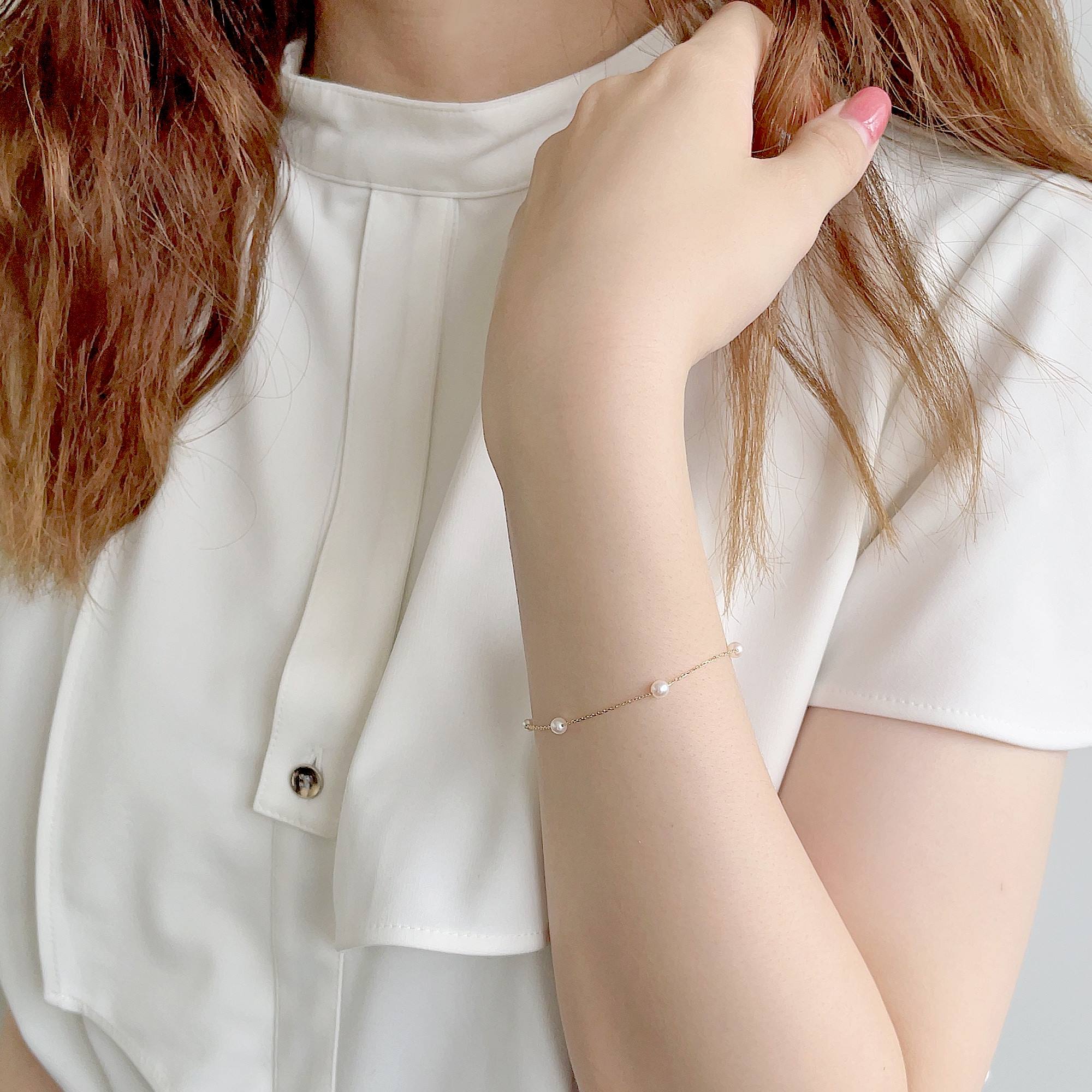 enSTYLE 日本阿古屋珍珠手链 3.5-4.0 毫米 K18YG