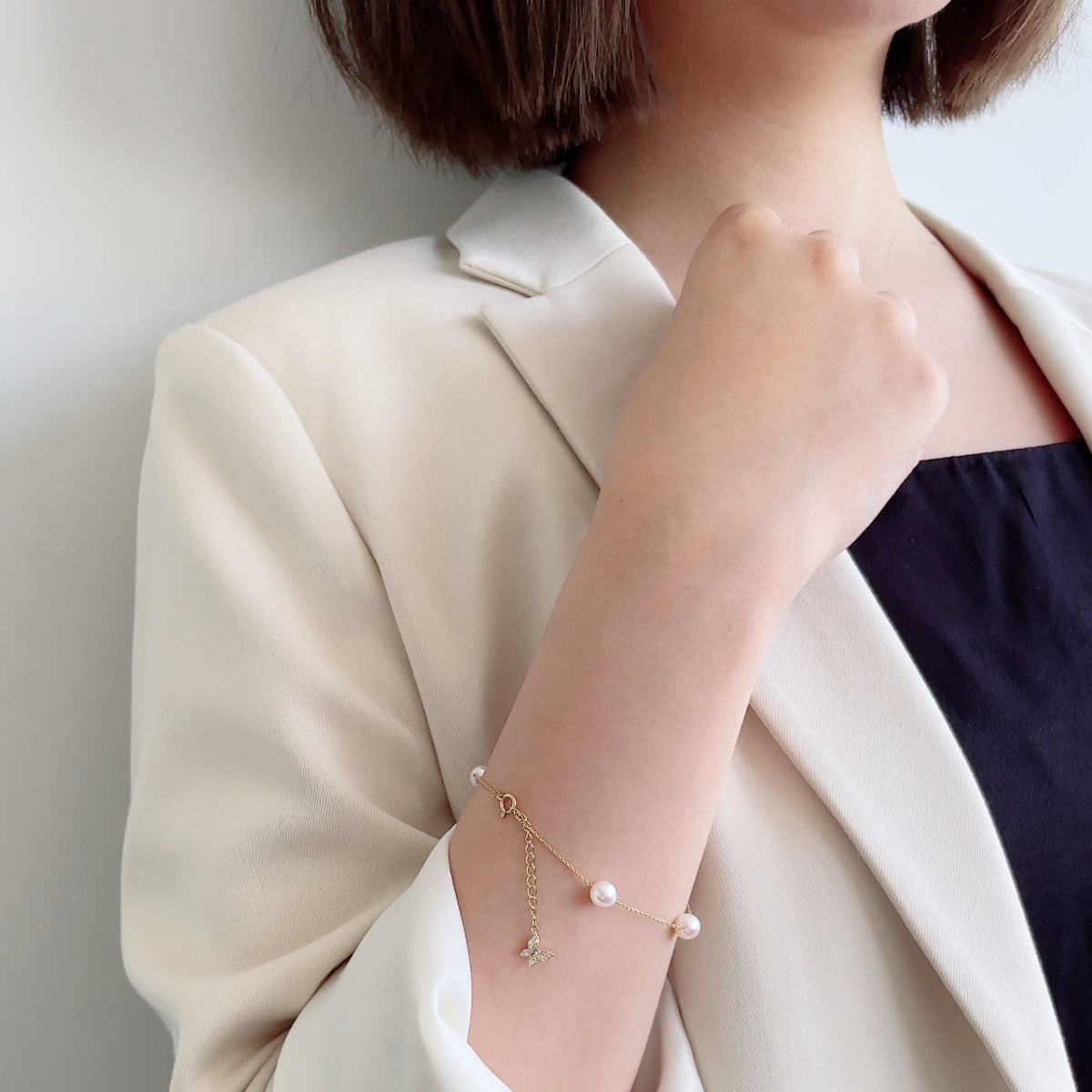 petit amie Akoya 珍珠串珠手鍊 6.0-6.5mm K18 黃金