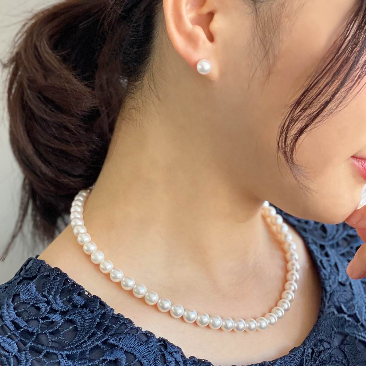 HANADAMA Akoya Pearl Necklace Set 7.5-8.0mm