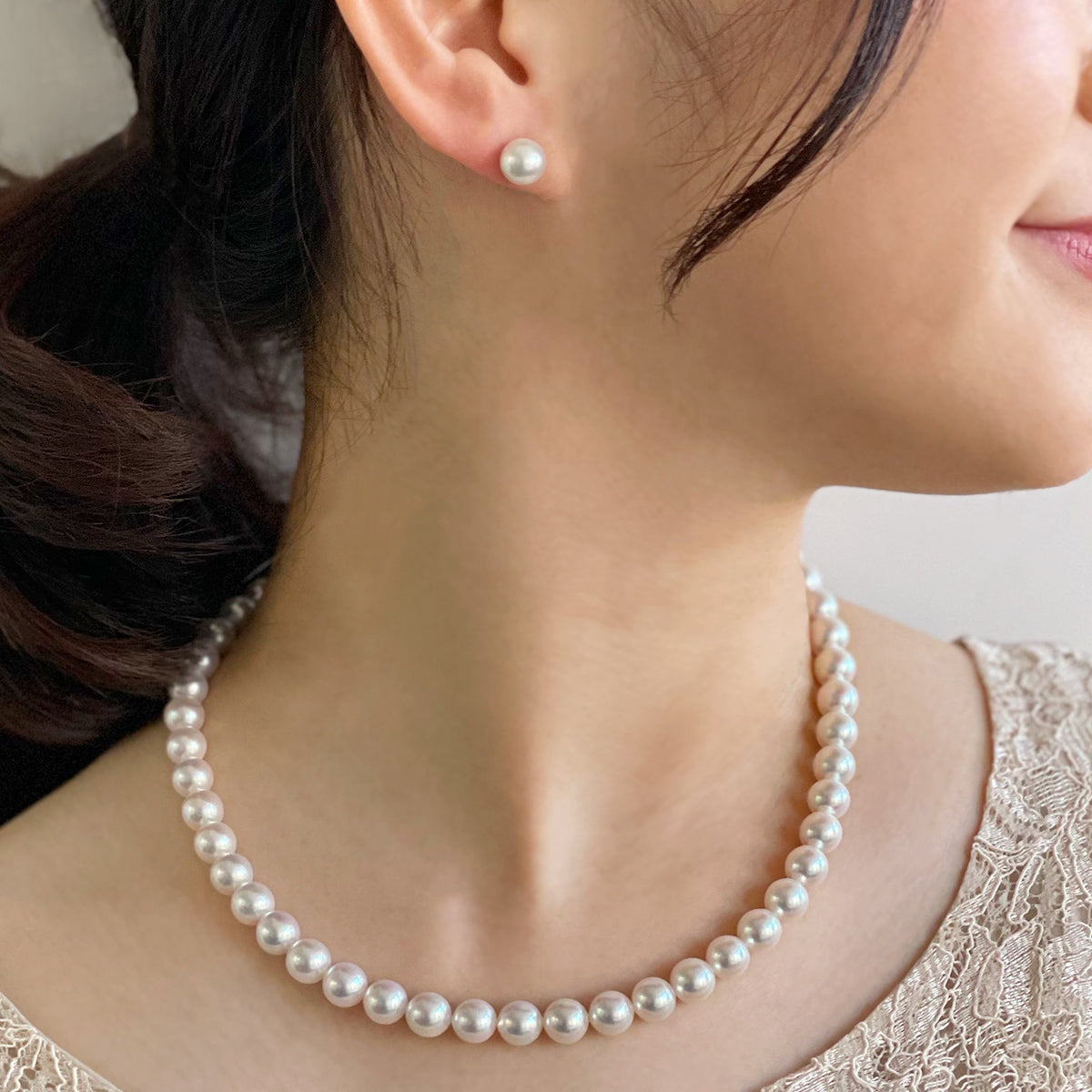 Akoya Pearl Necklace Set 8.0-8.5mm -Superior-