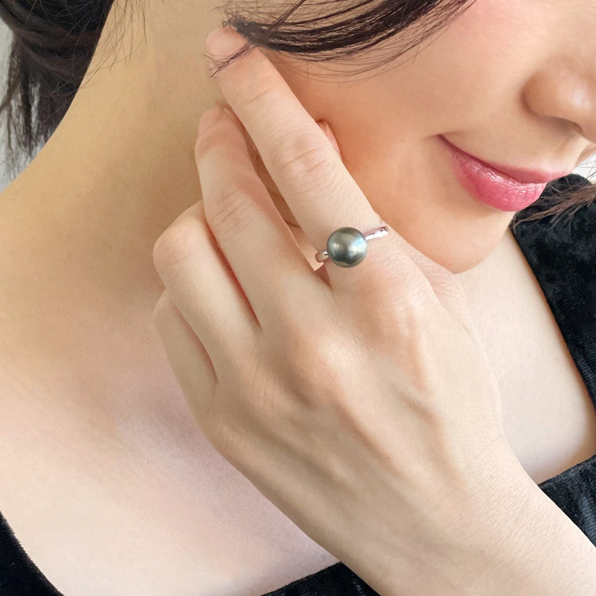 LUXE Tahitian Black Pearl Ring 9mmUP PT900
