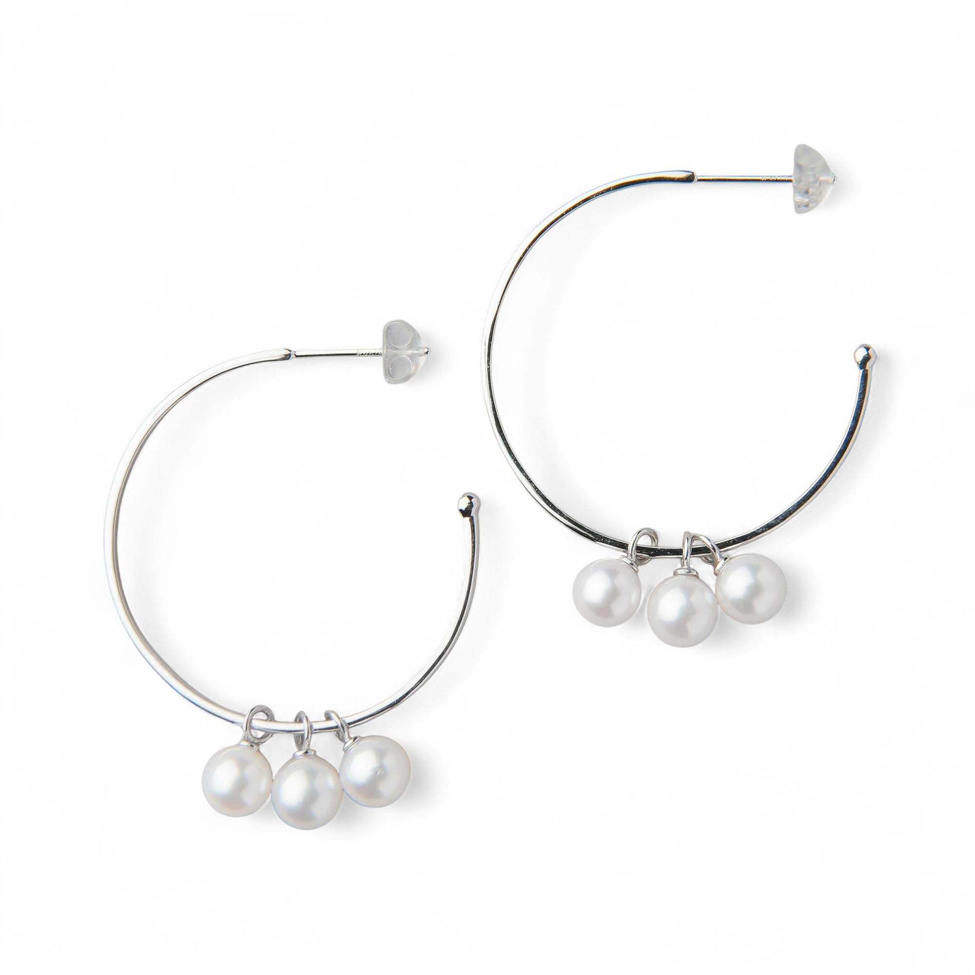 Carina Akoya Pearl Large Hoop Earrings 5.5-6.0mm SV925/K18 Yellow Gold/K14 White Gold
