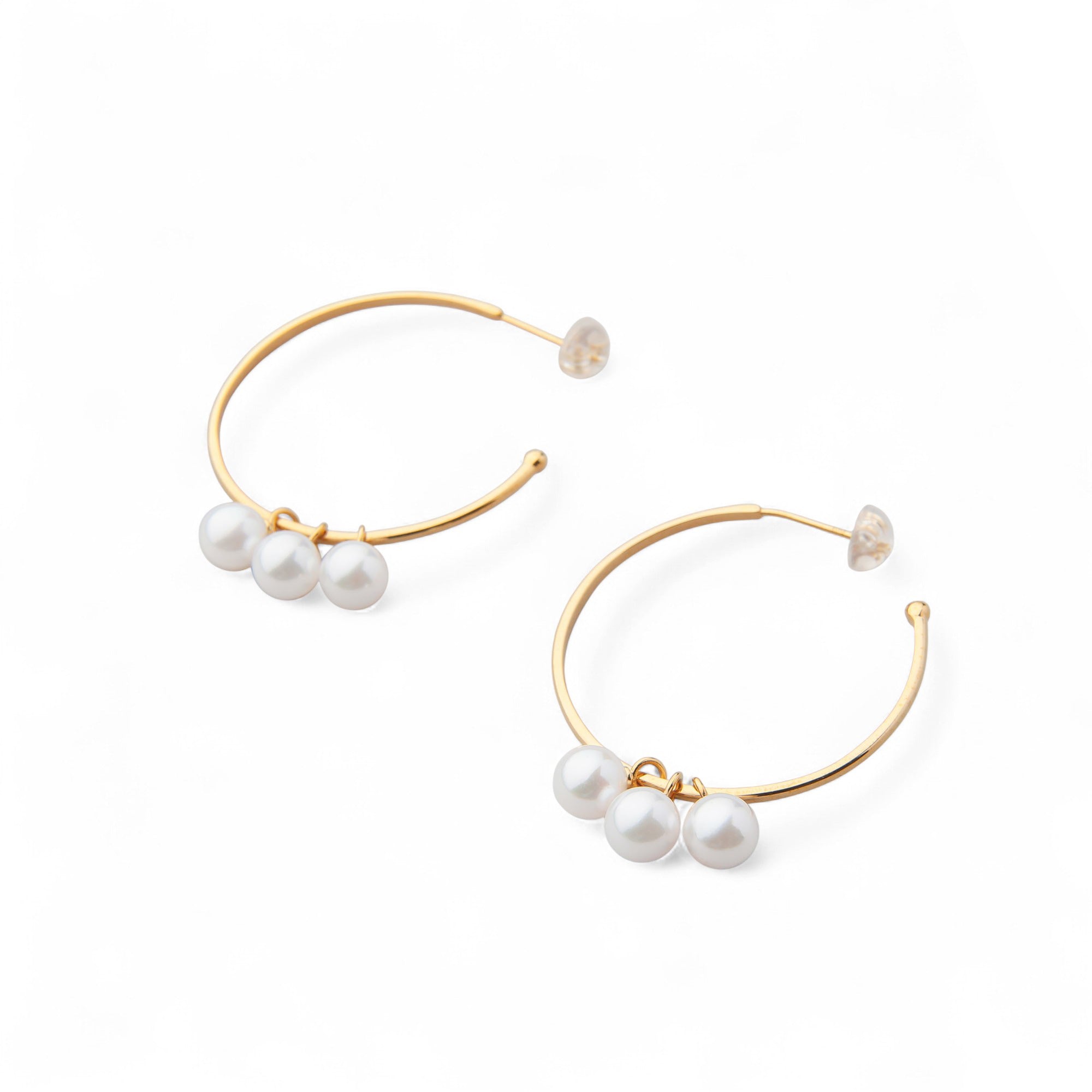 Carina Akoya Pearl Large Hoop Earrings 5.5-6.0mm SV925/K18 Yellow Gold/K14 White Gold