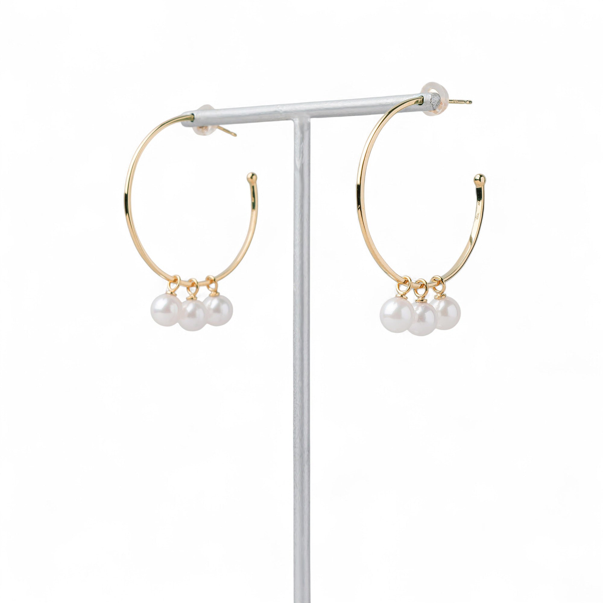 Carina Akoya Pearl Large Hoop Earrings 5.5-6.0mm SV925/K18 Yellow Gold/K14 White Gold