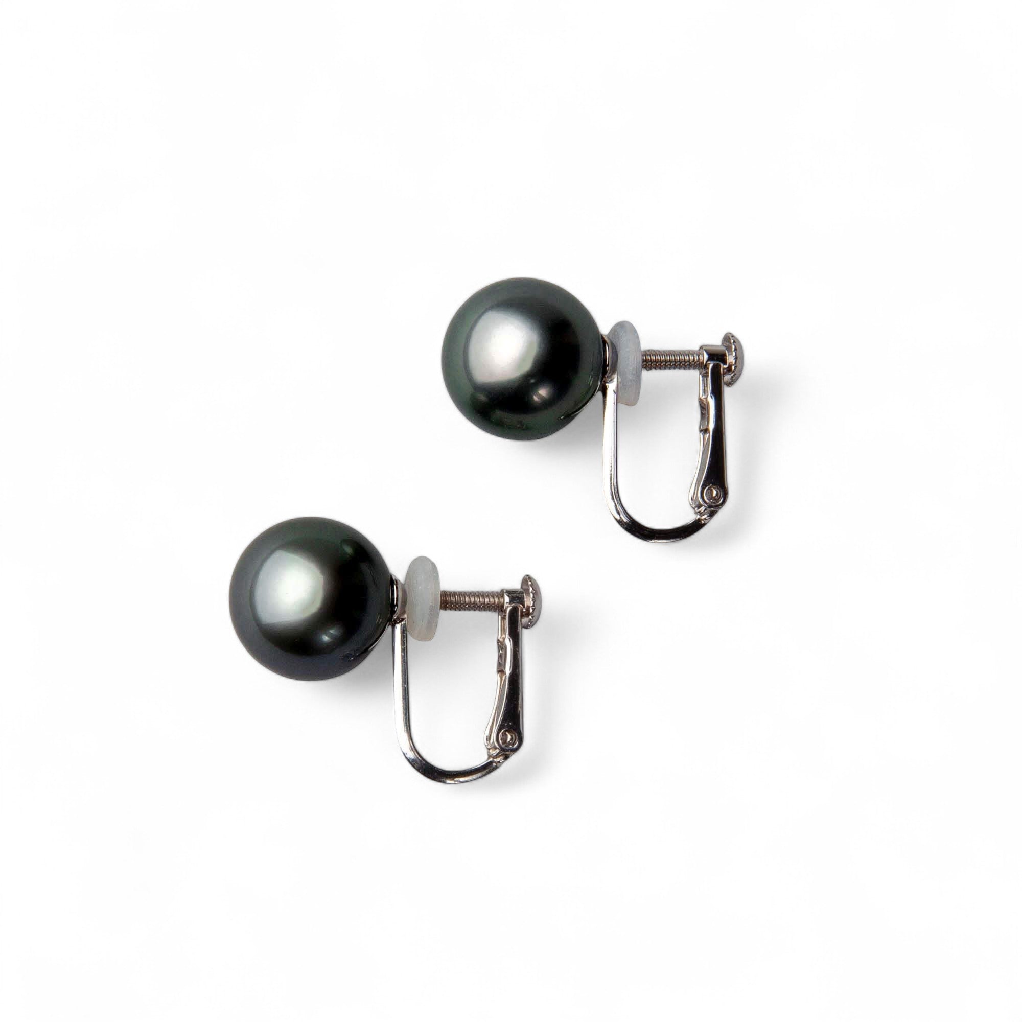 LUXE Tahitian Black Pearl Clip-on Earrings 9mmUP K14WG