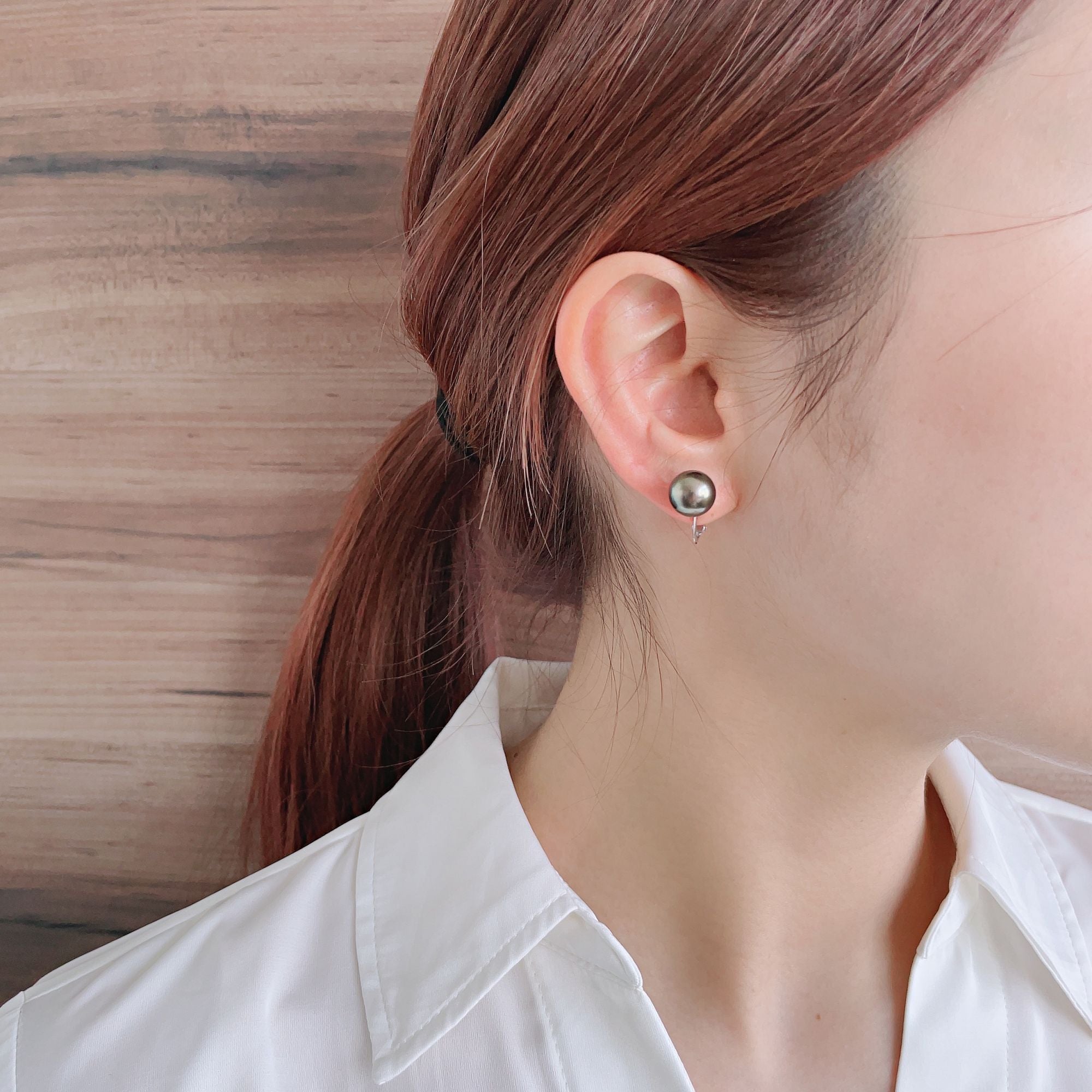 LUXE Tahitian Black Pearl Clip-on Earrings 9mmUP K14WG
