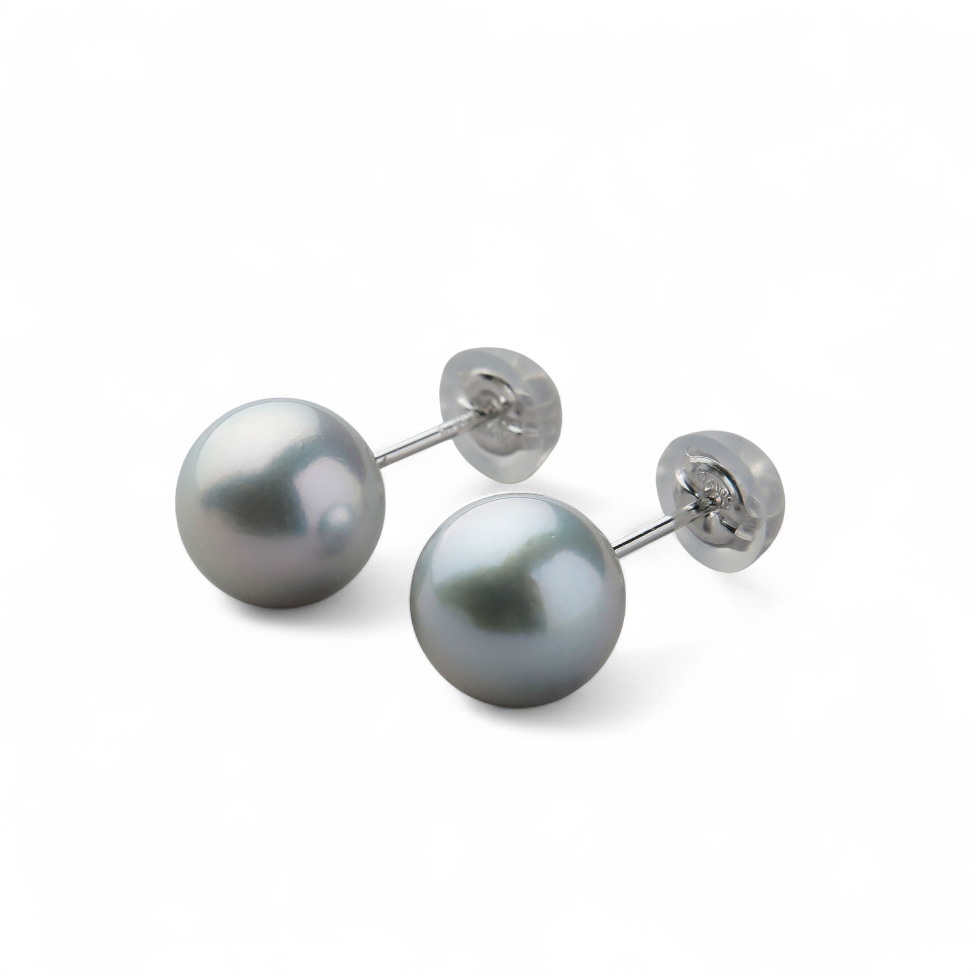 Akoya Pearl Earrings 8.0–8.5mm K14WG Gray