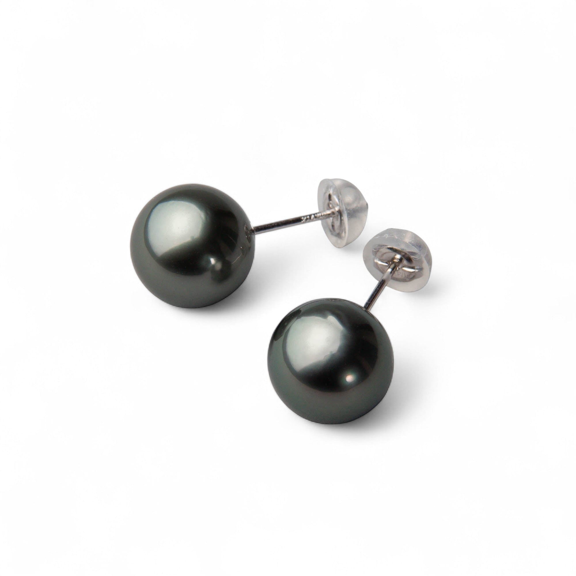 LUXE Tahitian Black Pearl Earrings 9mmUP K14WG