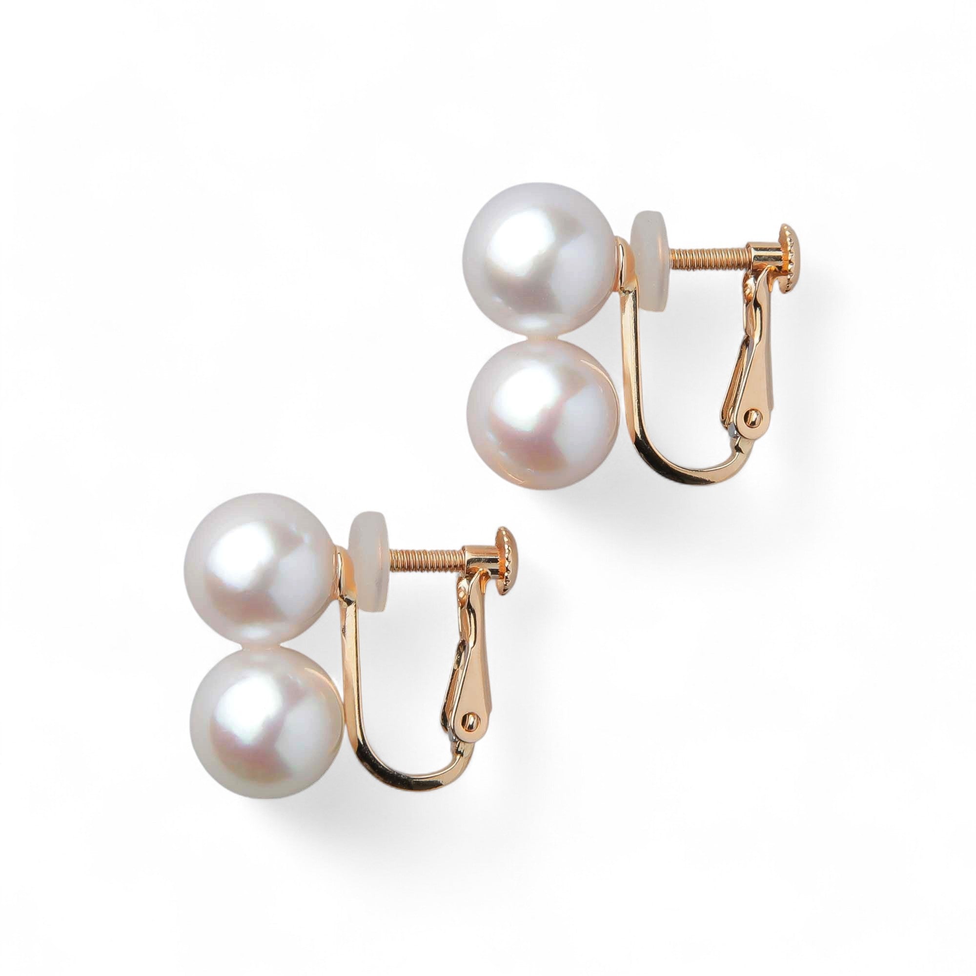 Carina Akoya Pearl Double Clip-on Earrings 7.5-8.0mm K18YG/K14WG