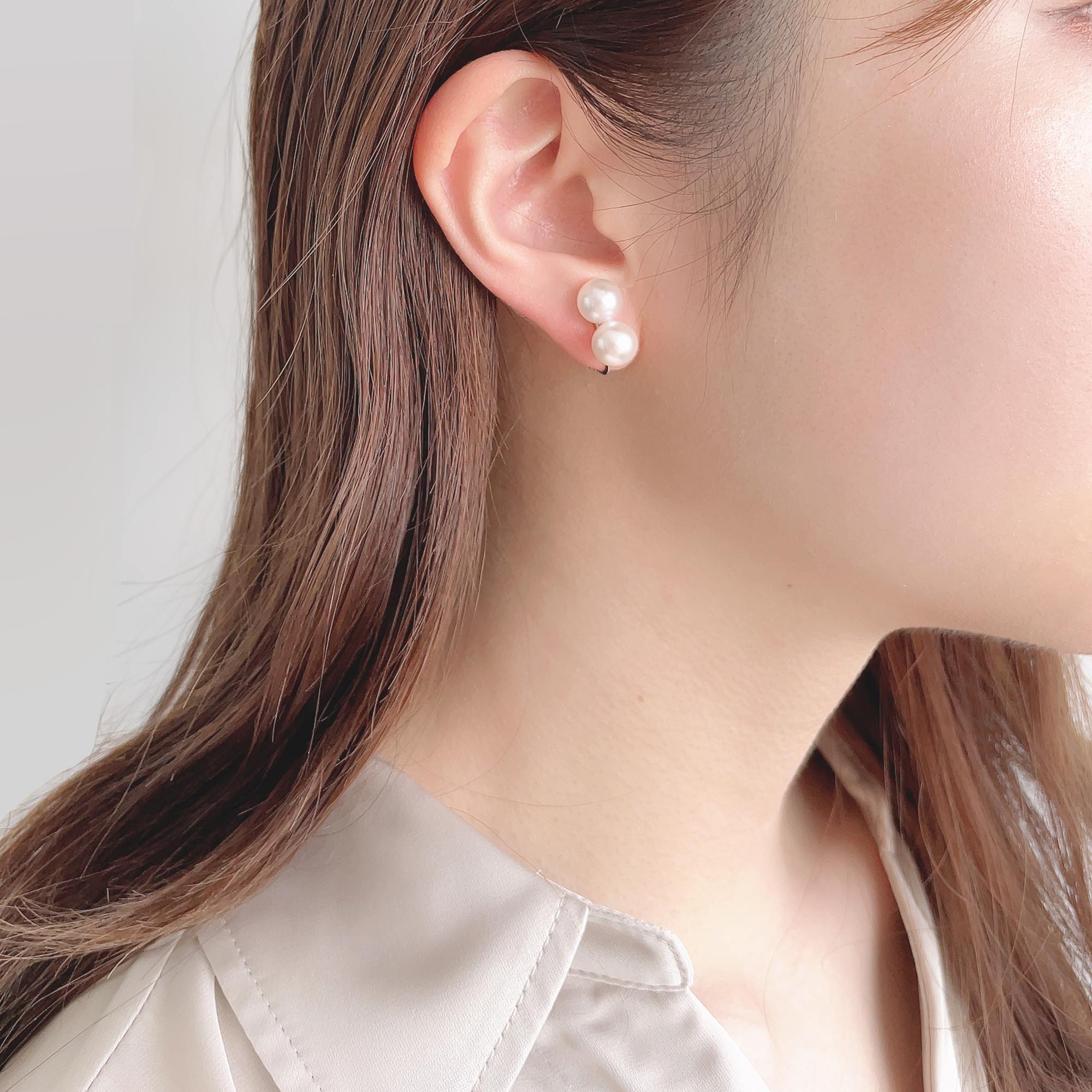 Carina Akoya Pearl Double Clip-on Earrings 7.5-8.0mm K18YG/K14WG