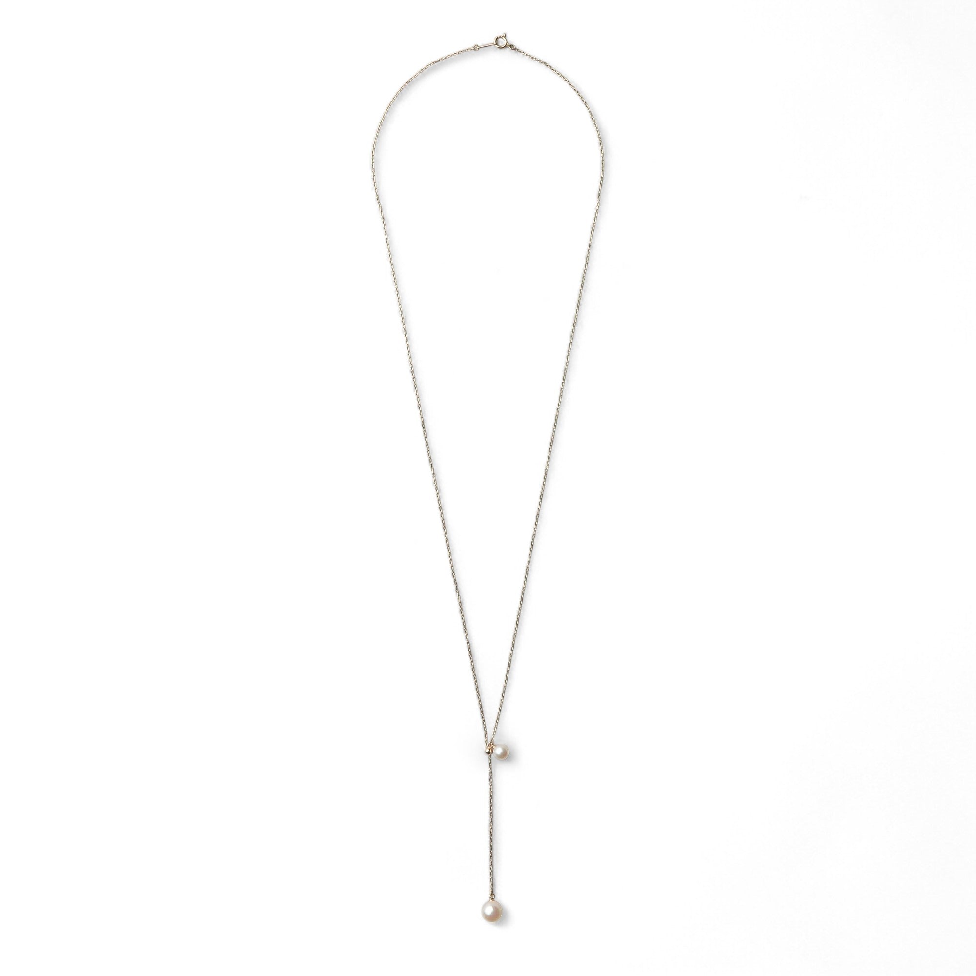 Carina Akoya Pearl Double Pendant 5.5–8.0mm K18YG with Adjustable Slide Chain