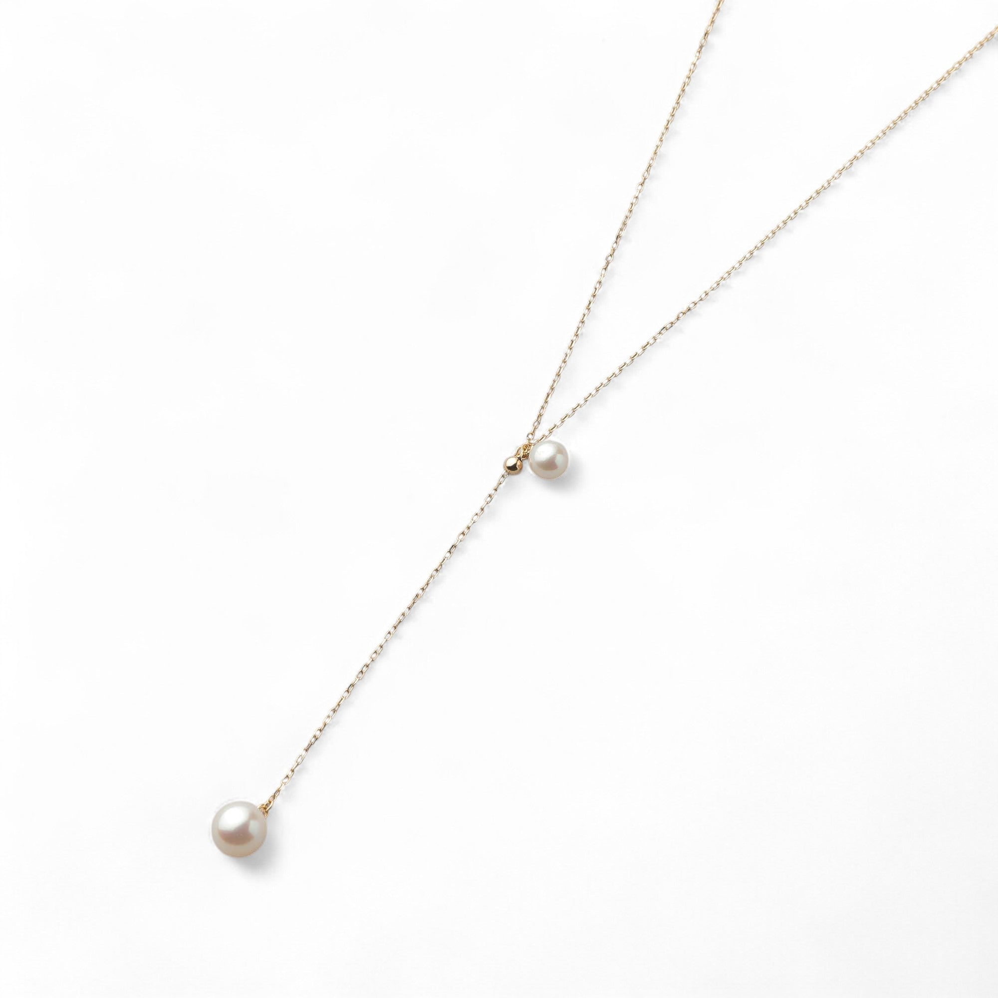 Carina Akoya Pearl Double Pendant 5.5–8.0mm K18YG with Adjustable Slide Chain