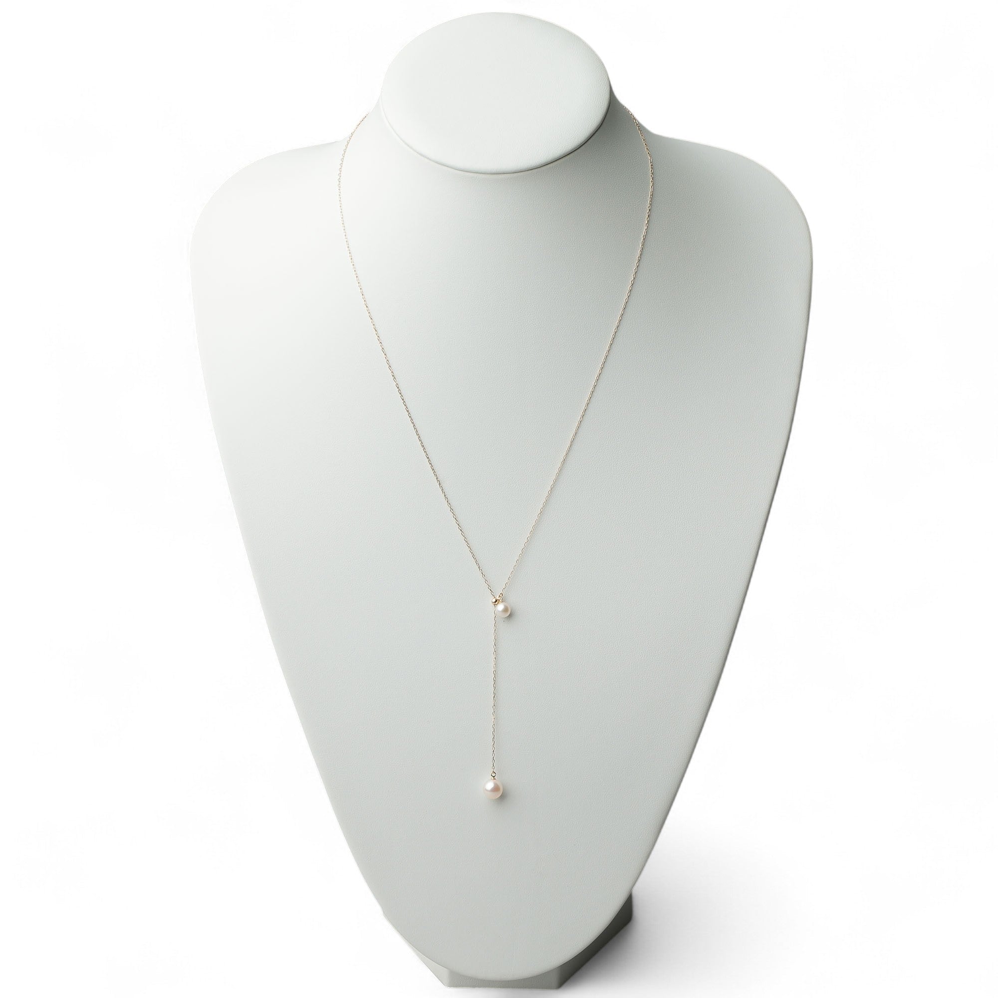 Carina Akoya Pearl Double Pendant 5.5–8.0mm K18YG with Adjustable Slide Chain