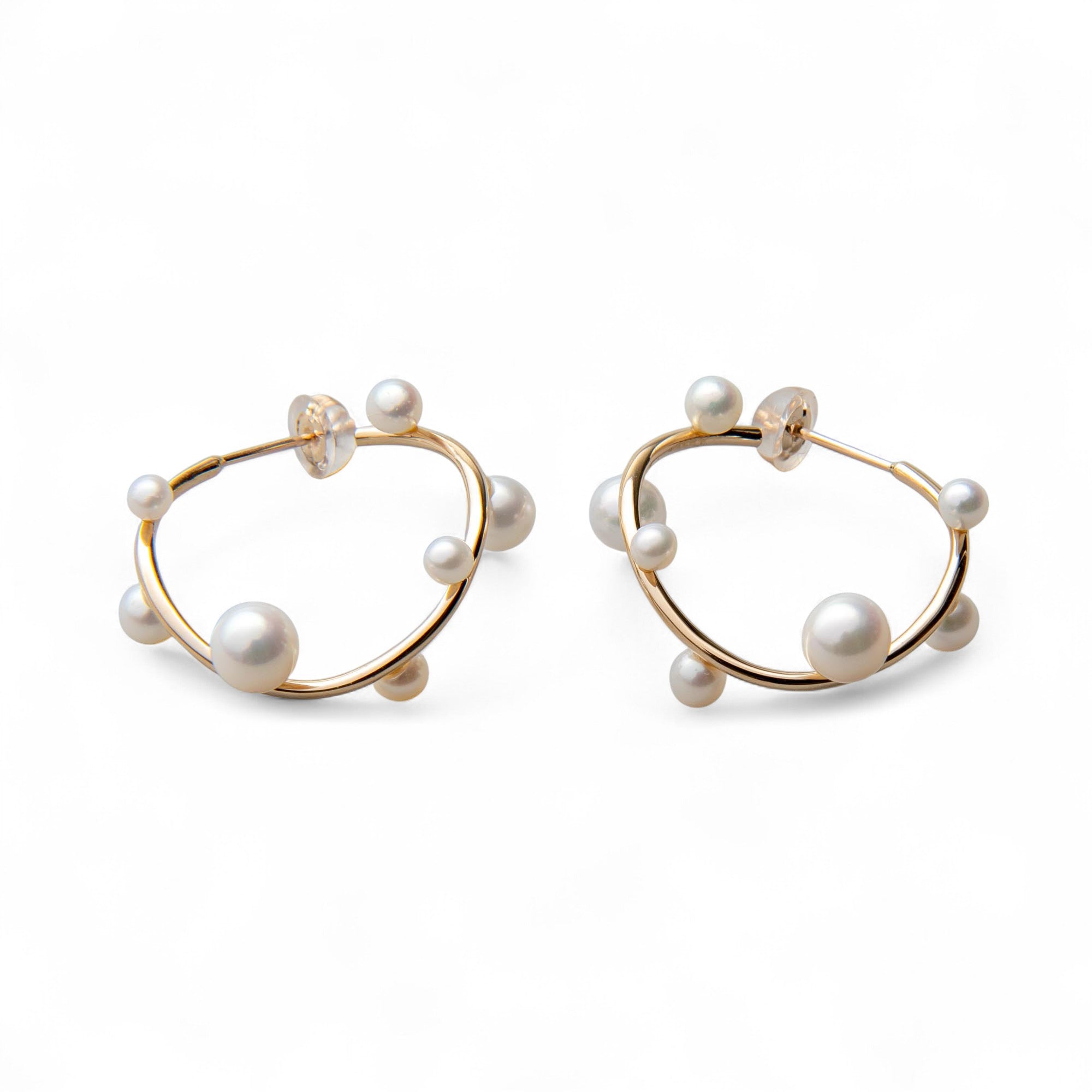 enSTYLE Freshwater Pearl Hoop Earrings 2.5–5.0mm K10YG