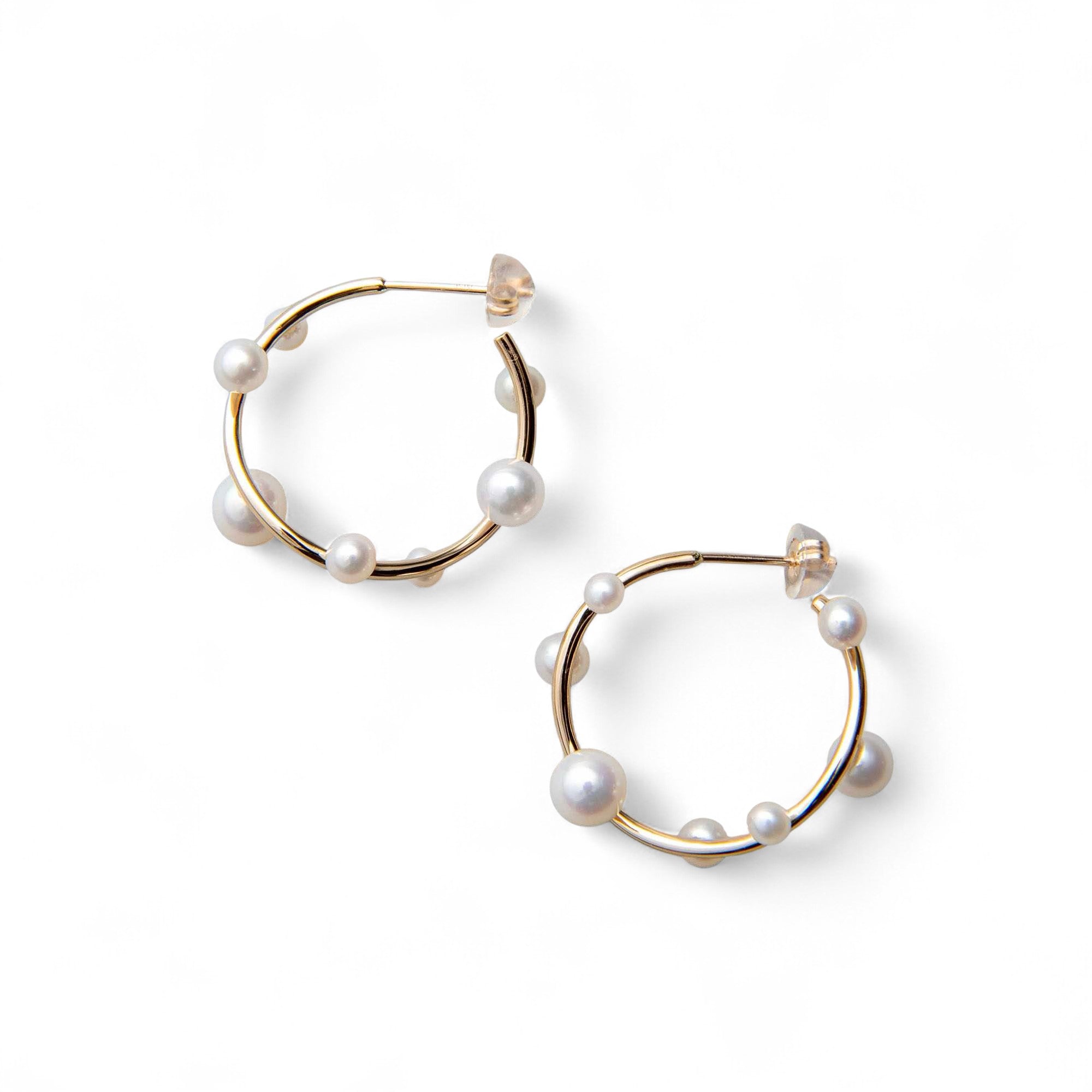 enSTYLE Freshwater Pearl Hoop Earrings 2.5–5.0mm K10YG