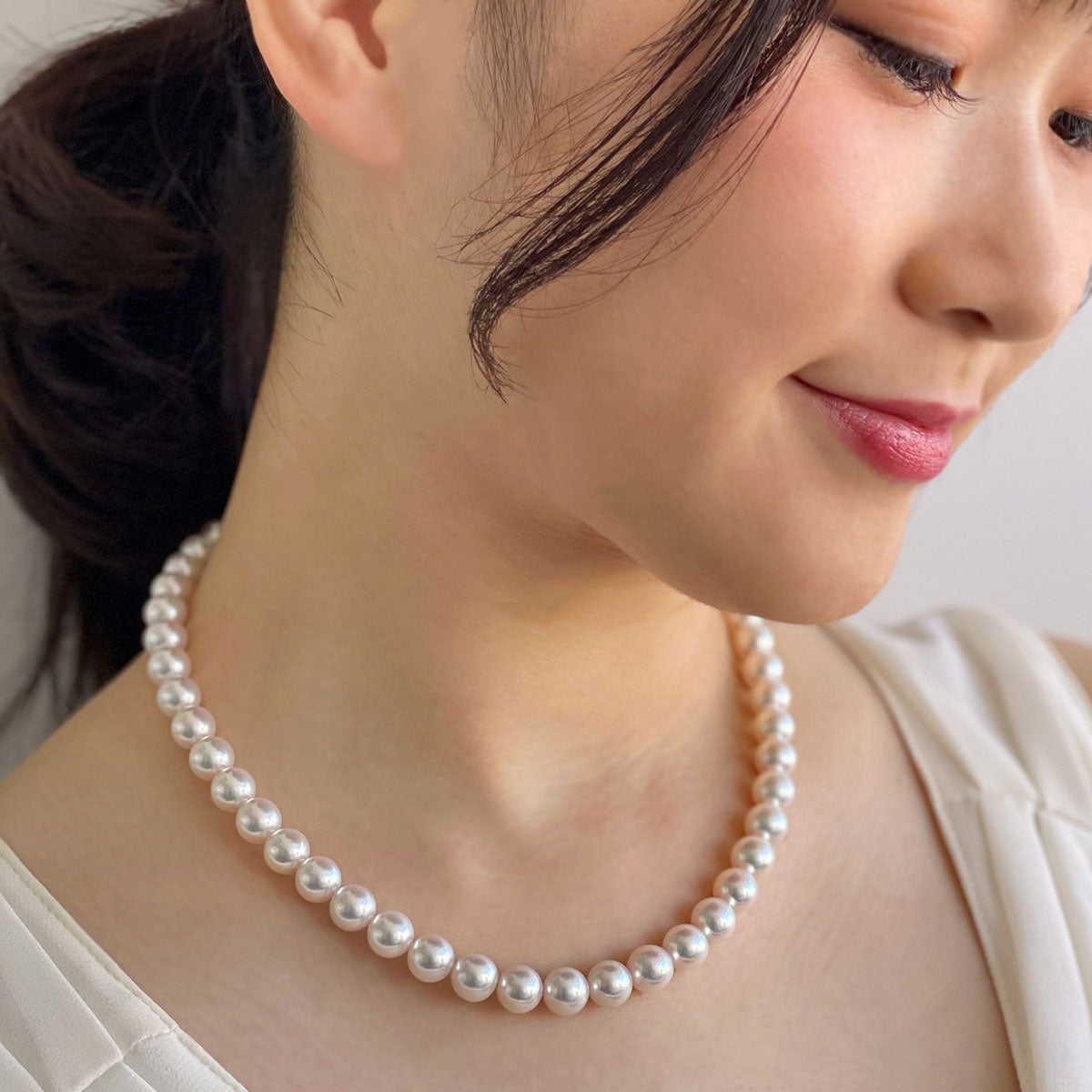 花玉 Akoya 珍珠项链 8.5-9.0 毫米
