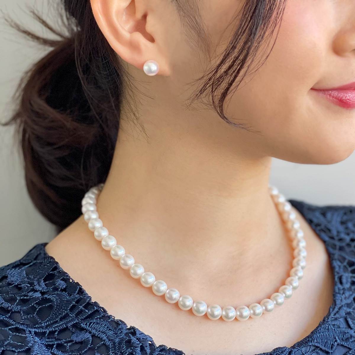 HANADAMA Akoya Pearl Necklace Set 8.5-9.0mm