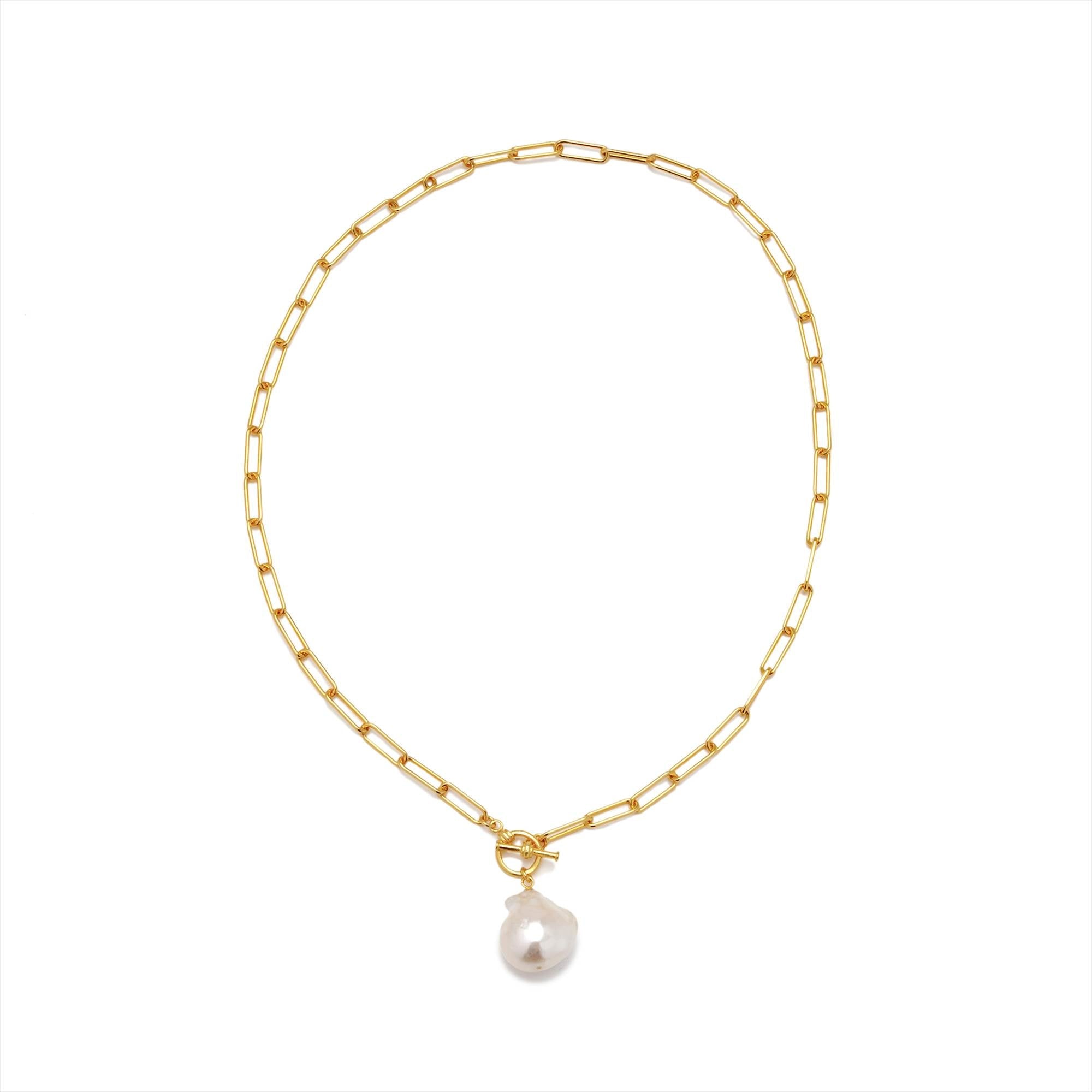 Mireille Baroque Pearl Chain Necklace Freshwater Pearl 12mmUP SV925 GP