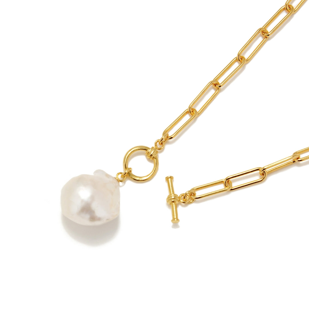 Mireille Baroque Pearl Chain Necklace Freshwater Pearl 12mmUP SV925 GP