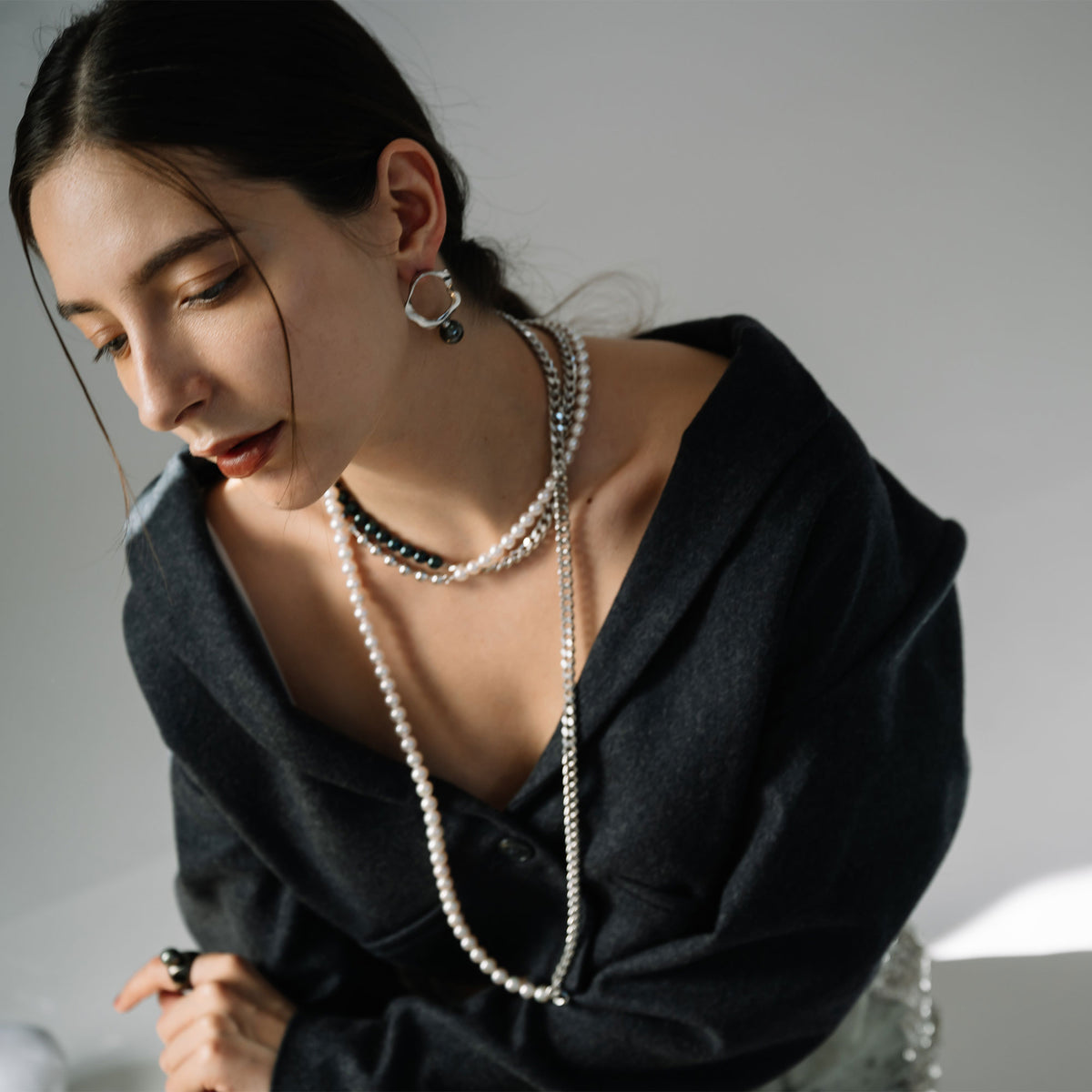 Martine Necklace Akoya Black Pearl 7.0-7.5mm SV925 / 50cm