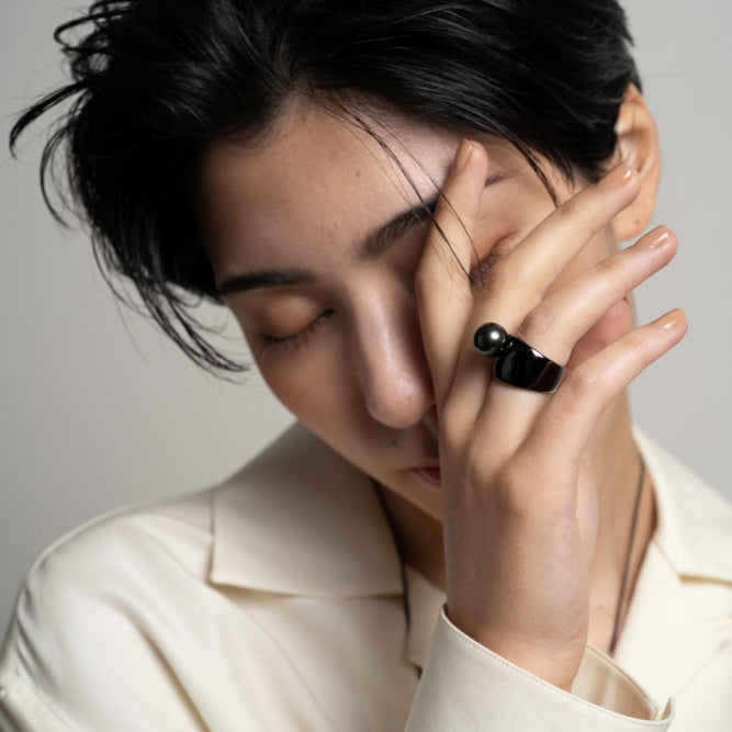 Margot Ring Tahitian Black Pearl 10mmUP SV925 BP