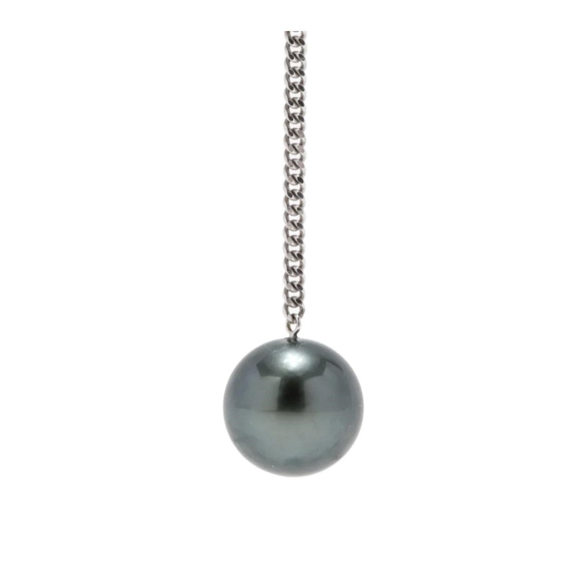 Manon Earring Down Pearl (Single) Tahitian Black Pearl 11mmUP K10WG/SV 8cm