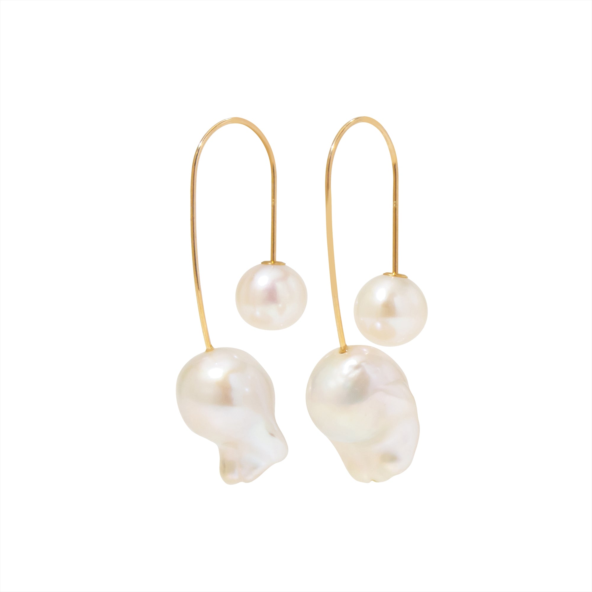 Malolo Hook Earrings Freshwater Pearl 9–12mm White K10YG