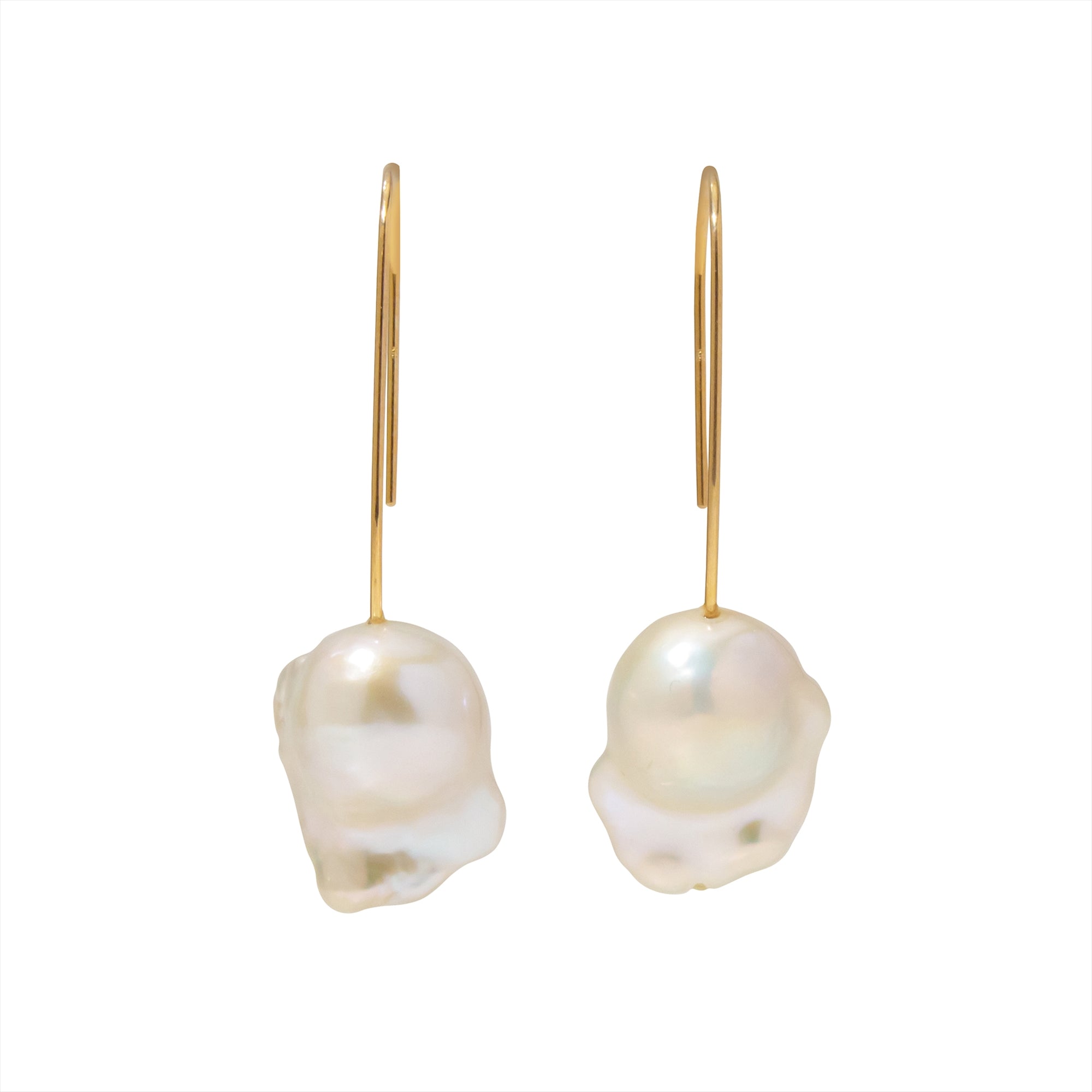 Malolo Hook Earrings Freshwater Pearl 9–12mm White K10YG