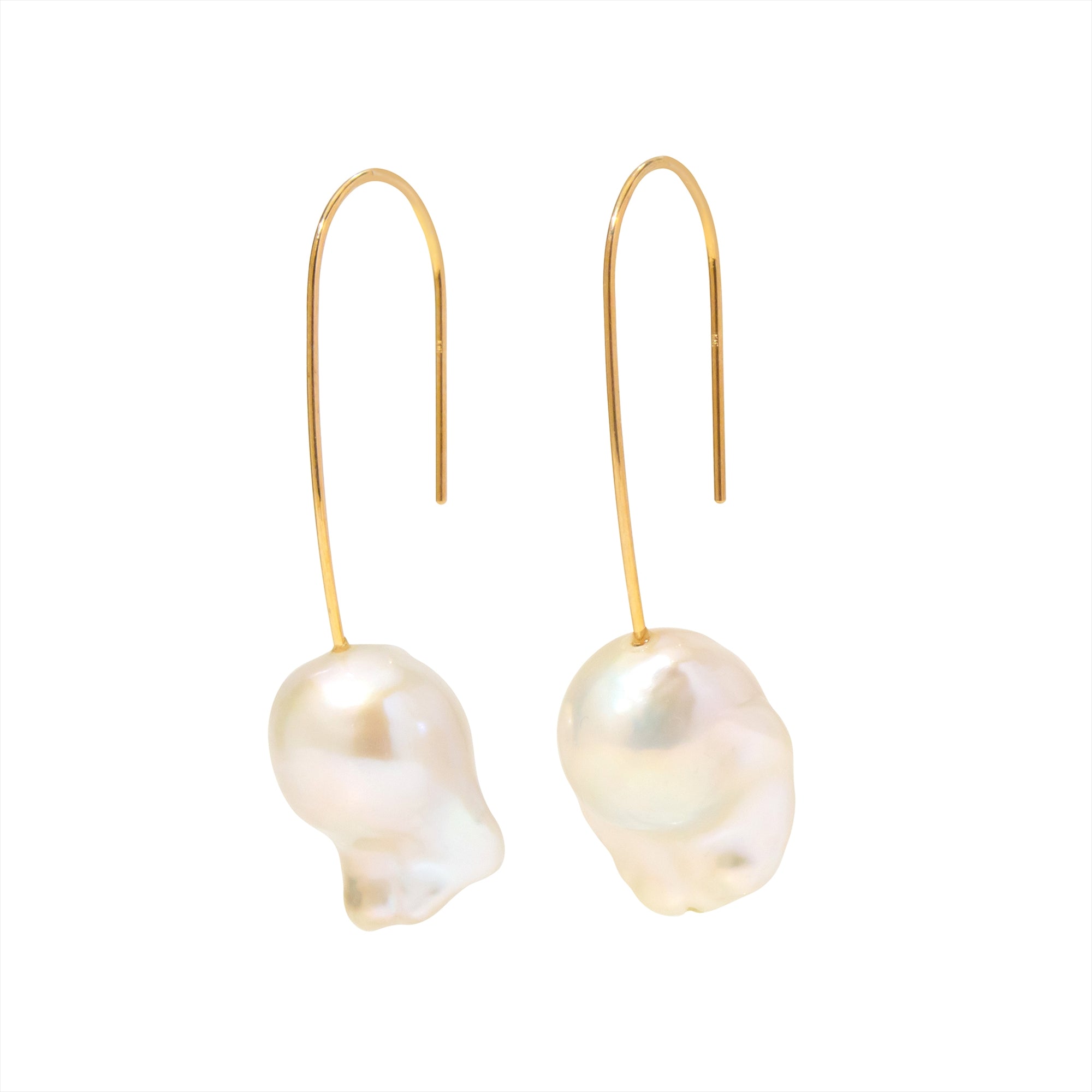 Malolo Hook Earrings Freshwater Pearl 9–12mm White K10YG