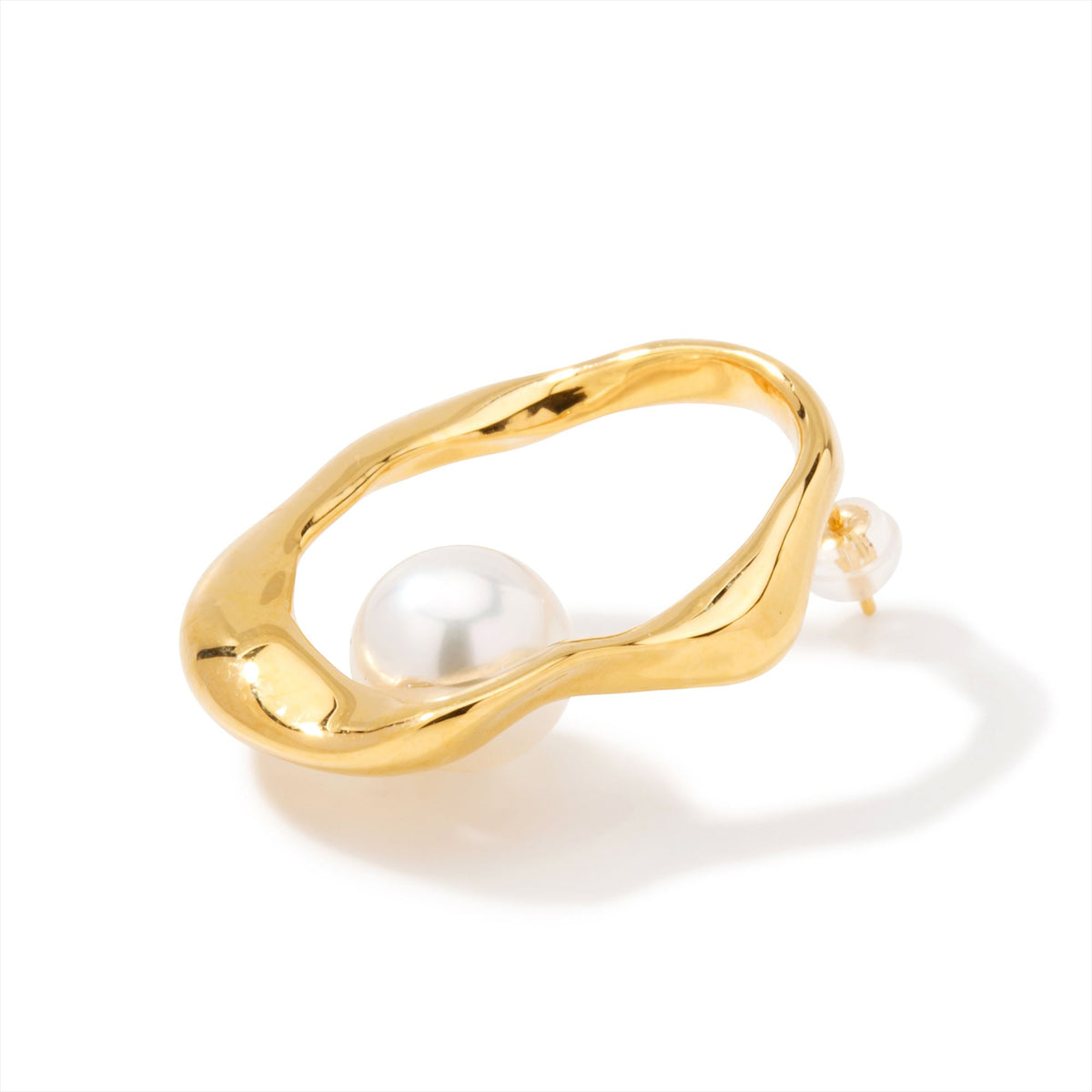 Marissa Earring Wave/Inside (Single Ear) Freshwater Pearl 10mmUP K18YG/SV GP