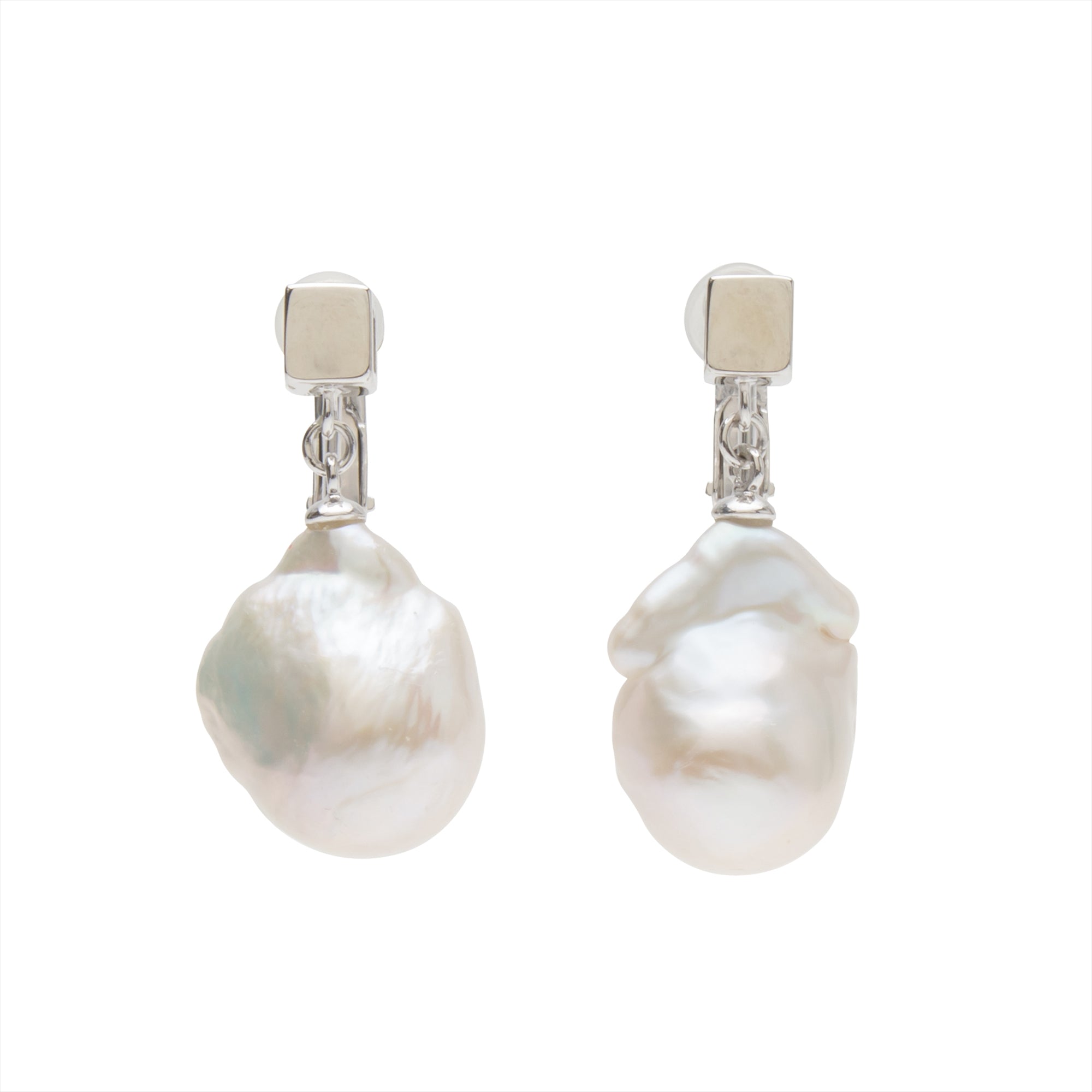 Carre Baroque Clip-on Earrings Freshwater Pearl 12mmUP SV925