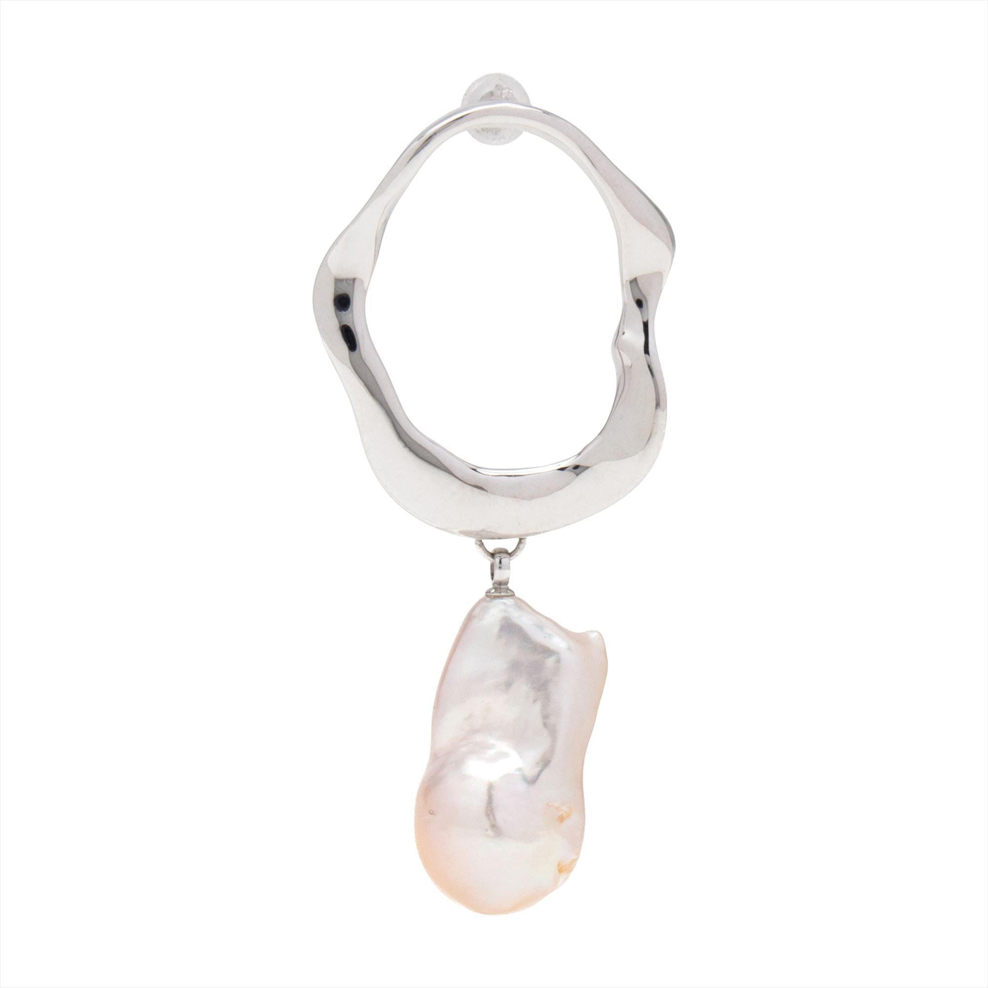 Marissa Earring Wave/Outside (Single) Freshwater Pearl 12mmUP K18WG/SV925