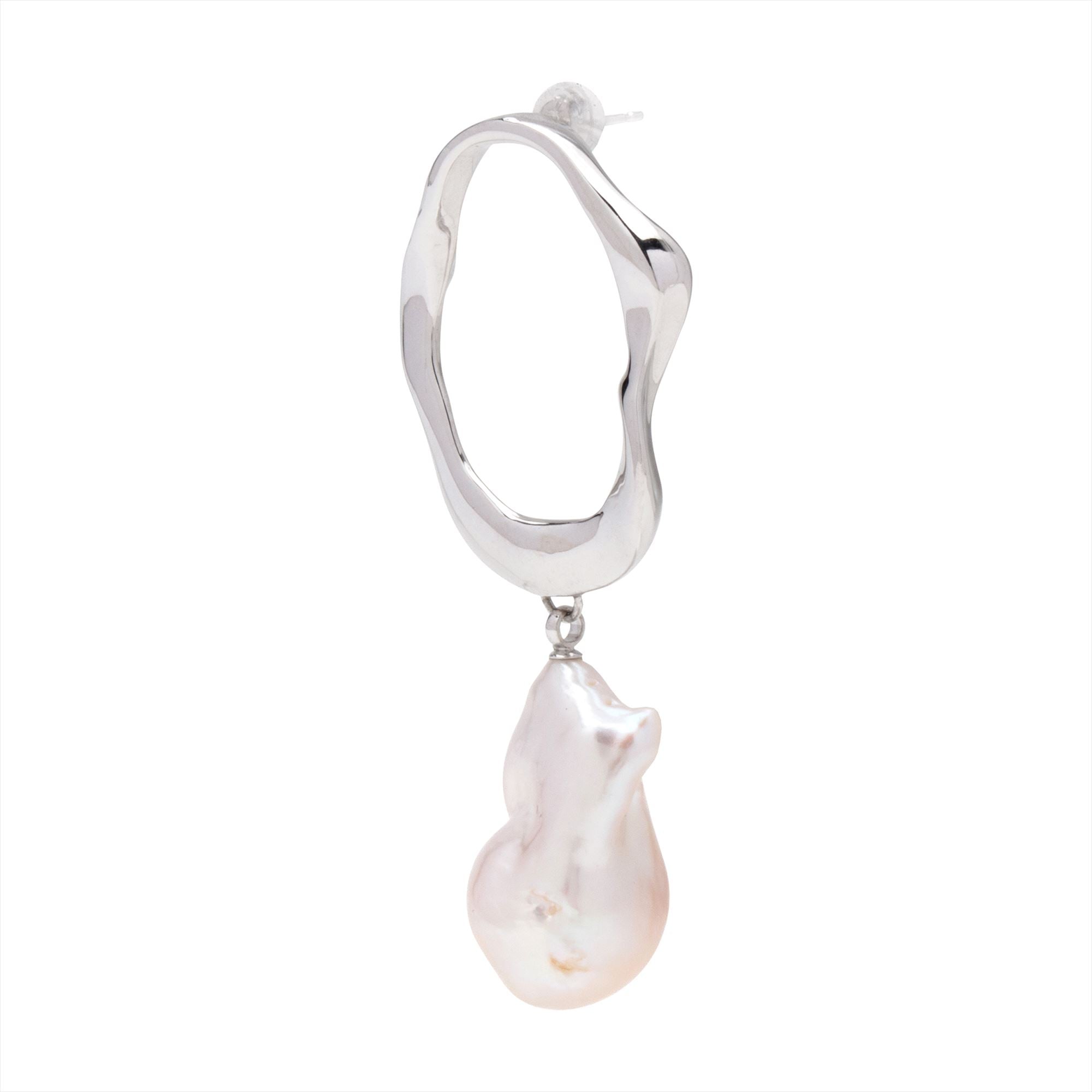 Marissa Earring Wave/Outside (Single) Freshwater Pearl 12mmUP K18WG/SV925