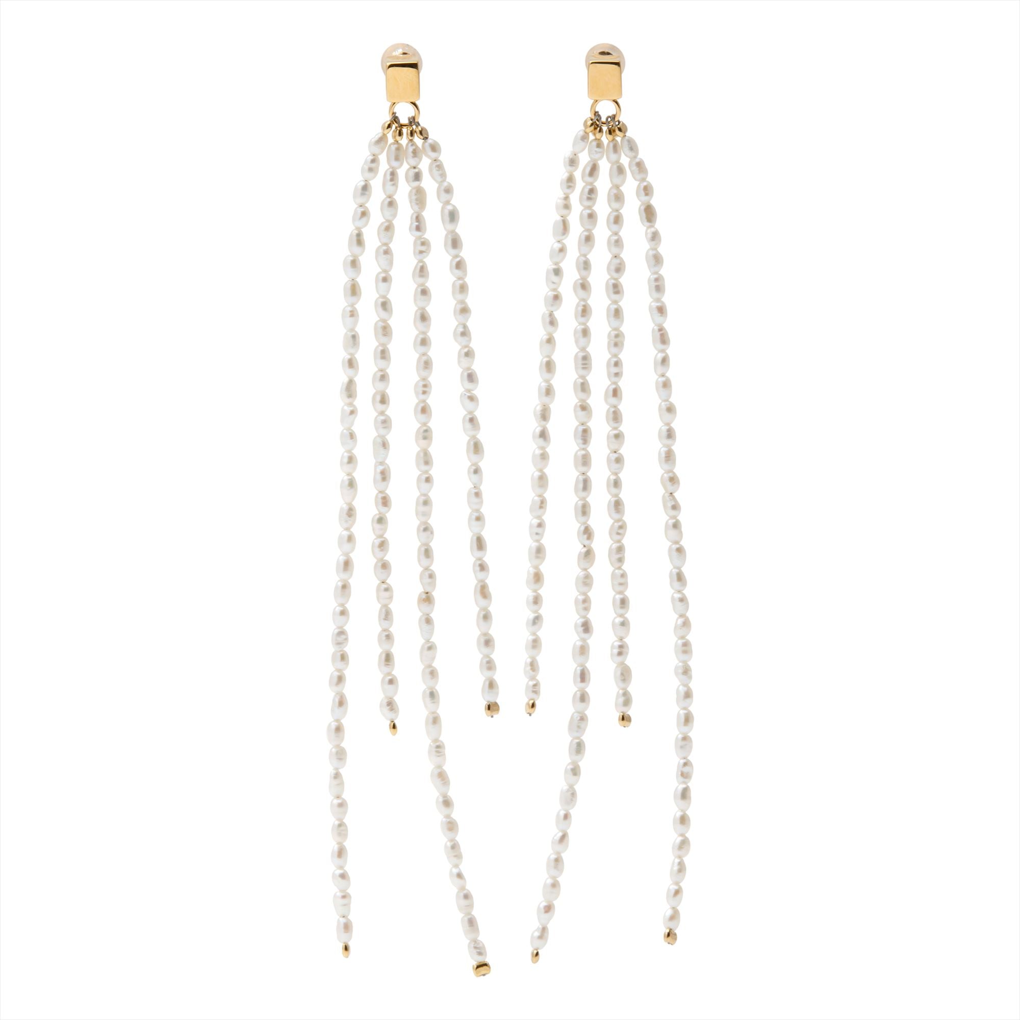Carre Fringe Earrings Freshwater Pearl 2.0–2.5mm K18YG/SV925 GP