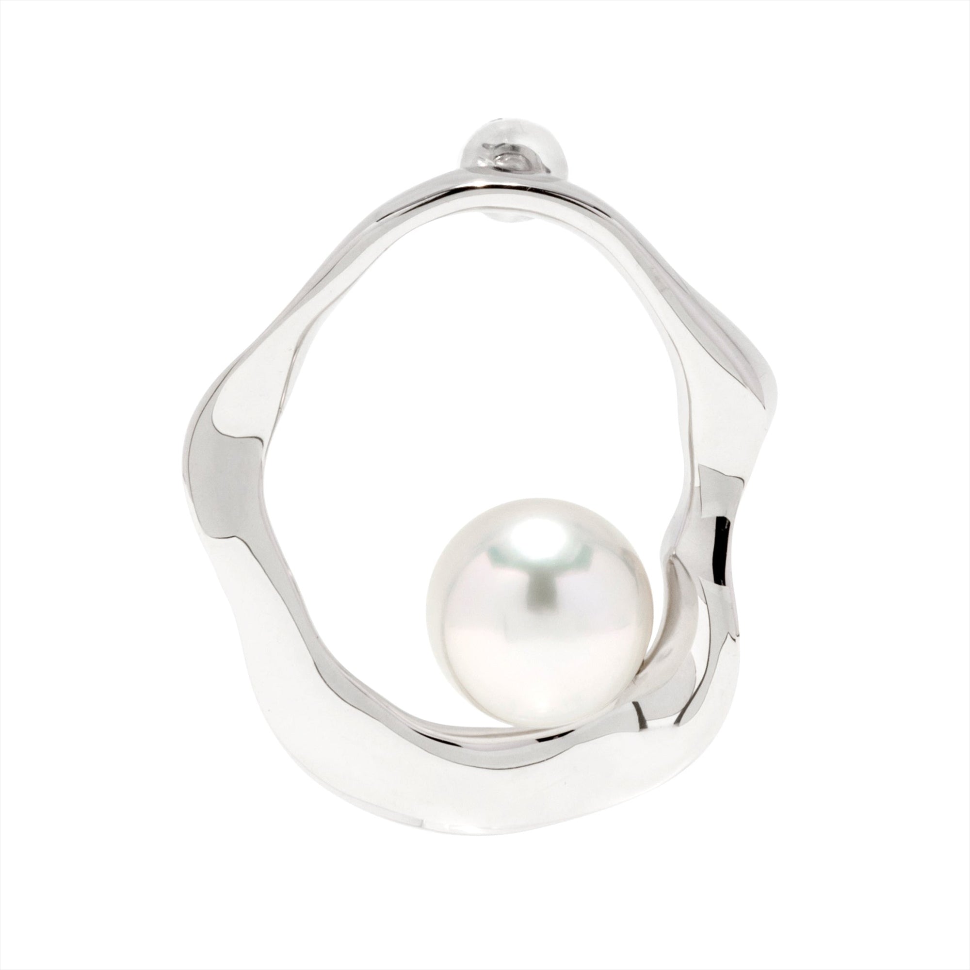 Marissa Earrings Wave/Inside (Single) Freshwater Pearl 10mmUP SV925/K18WG