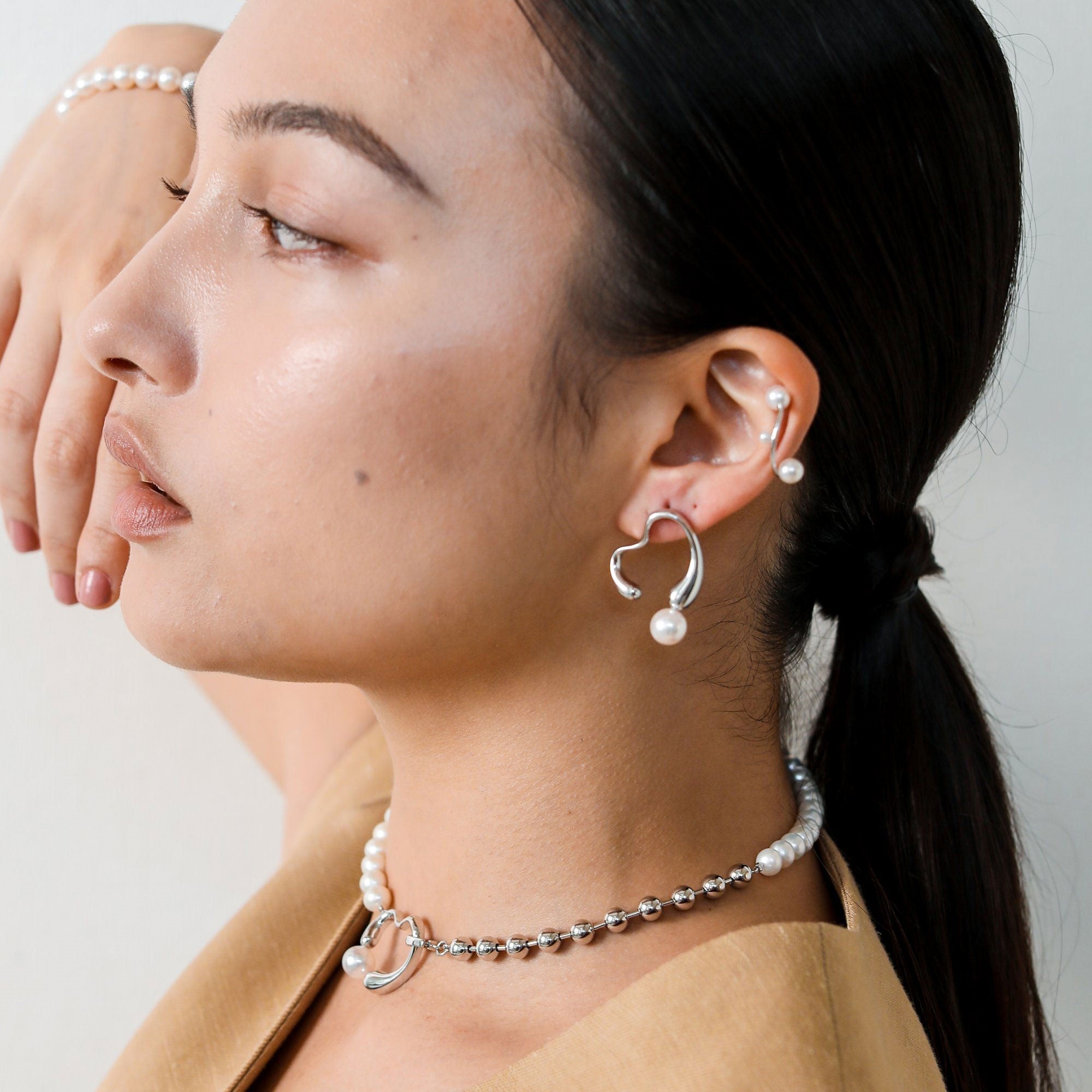 Melodie Earrings Akoya Pearl 6.0-8.5mm SV925/K14WG