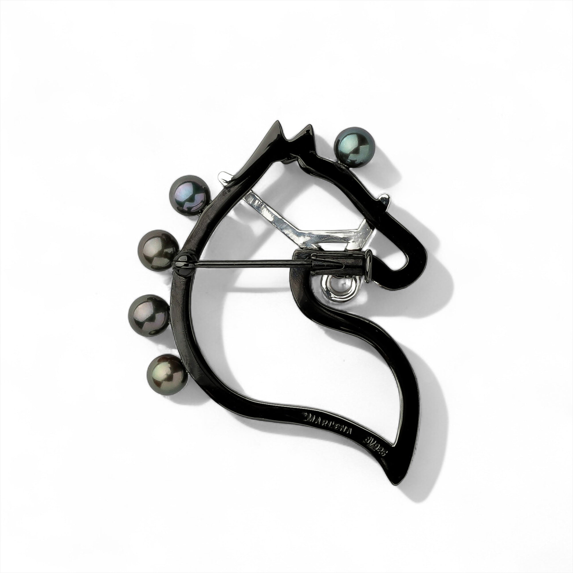 Cheval Brooch S Akoya Black Pearl 4.5-5.0mm SV925 BRhP