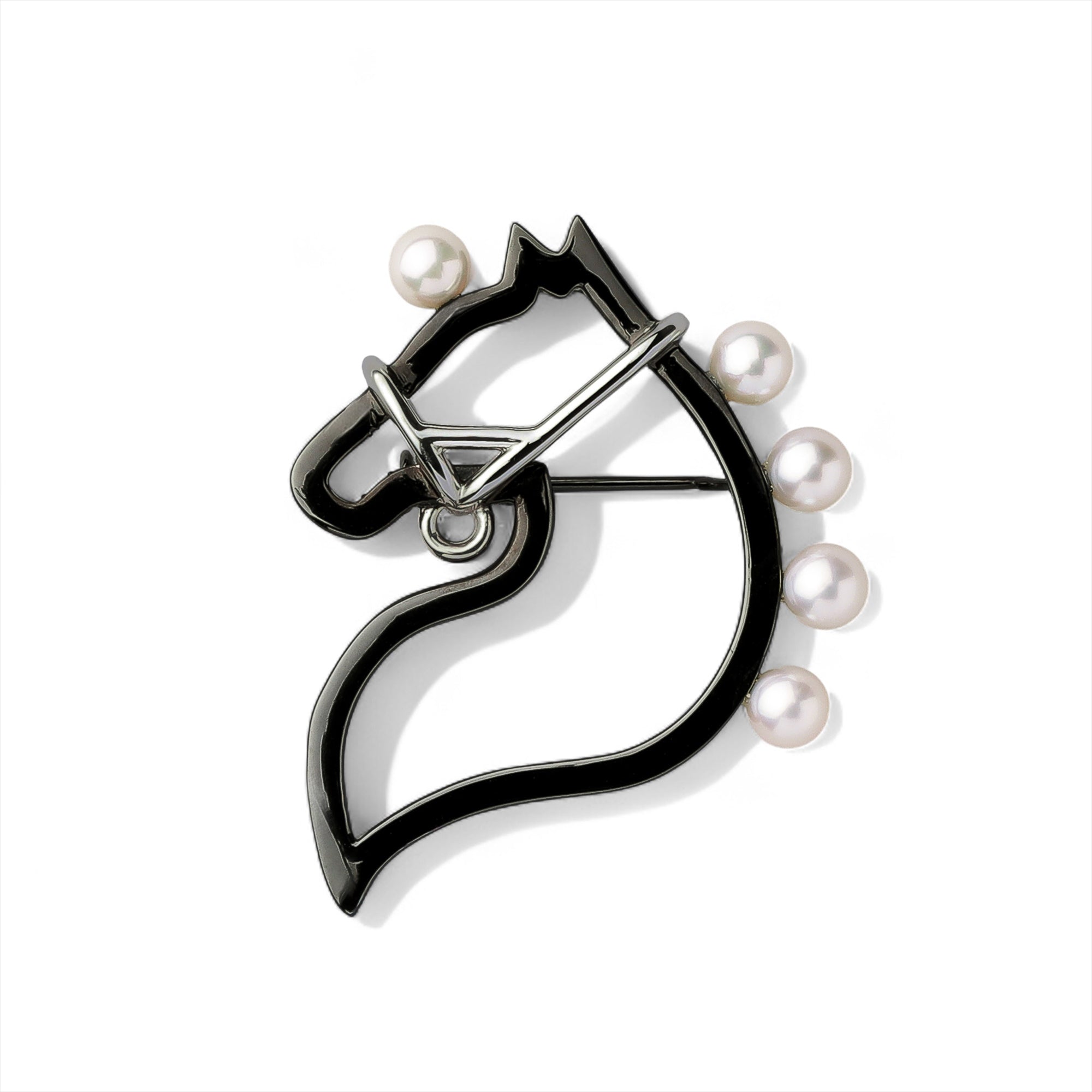 Cheval Brooch S Akoya Black Pearl 4.5-5.0mm SV925 BRhP